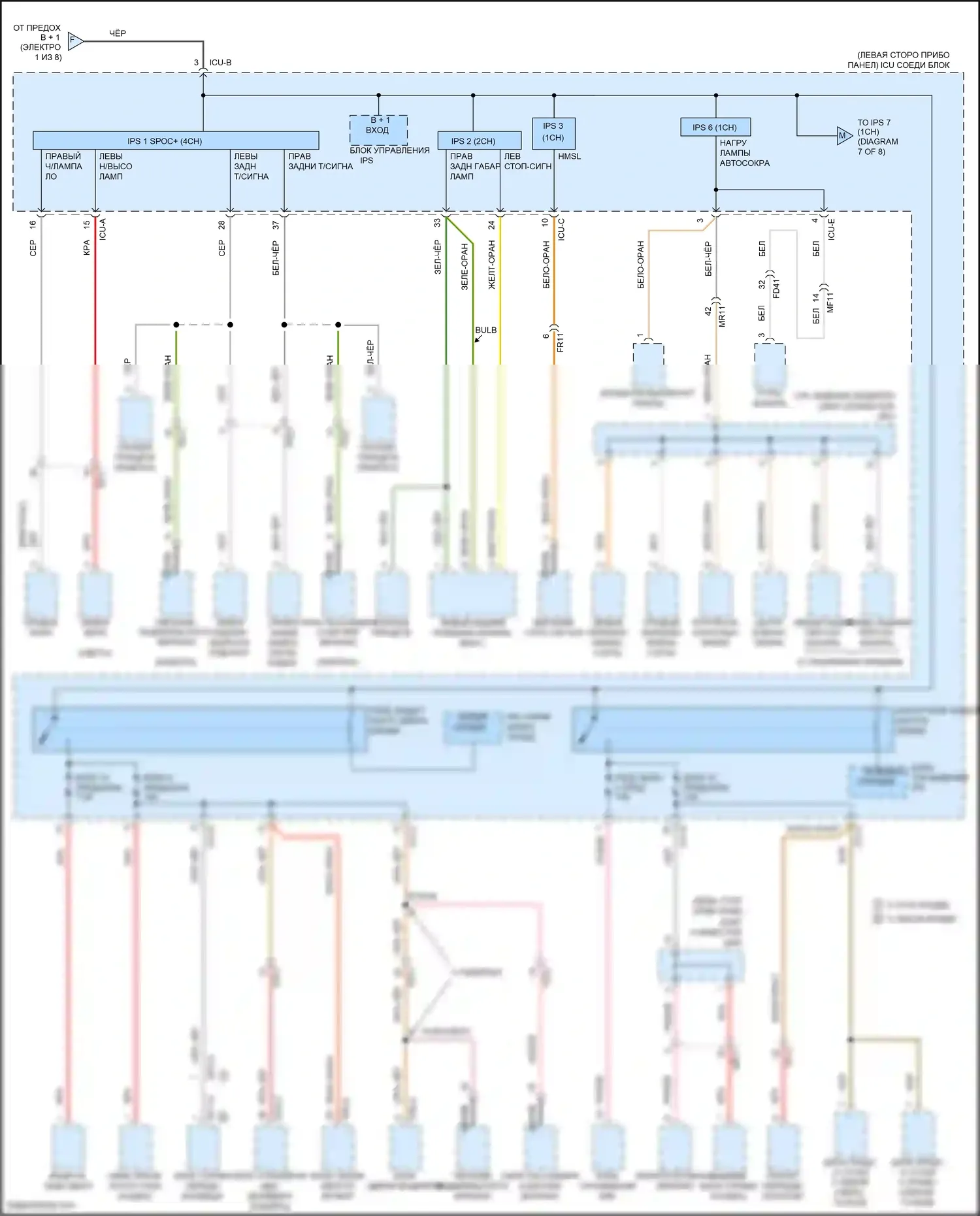 Telluride Kia I (2019-2022): Электросхема блока предохранителей реле (6 из 8) 