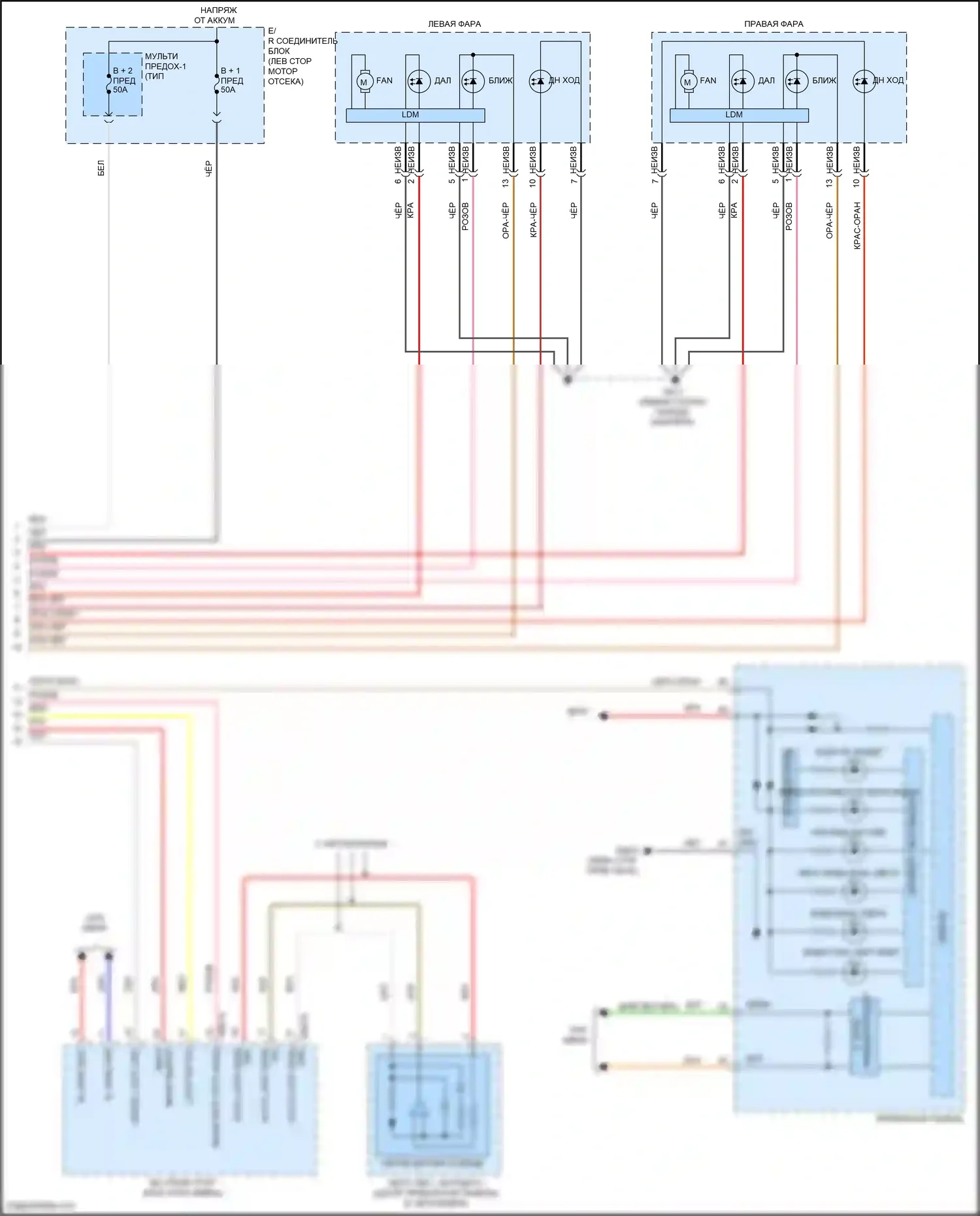 Telluride Kia I (2019-2022): Электросхема фар, со светодиодными фарами (2 из 2) 