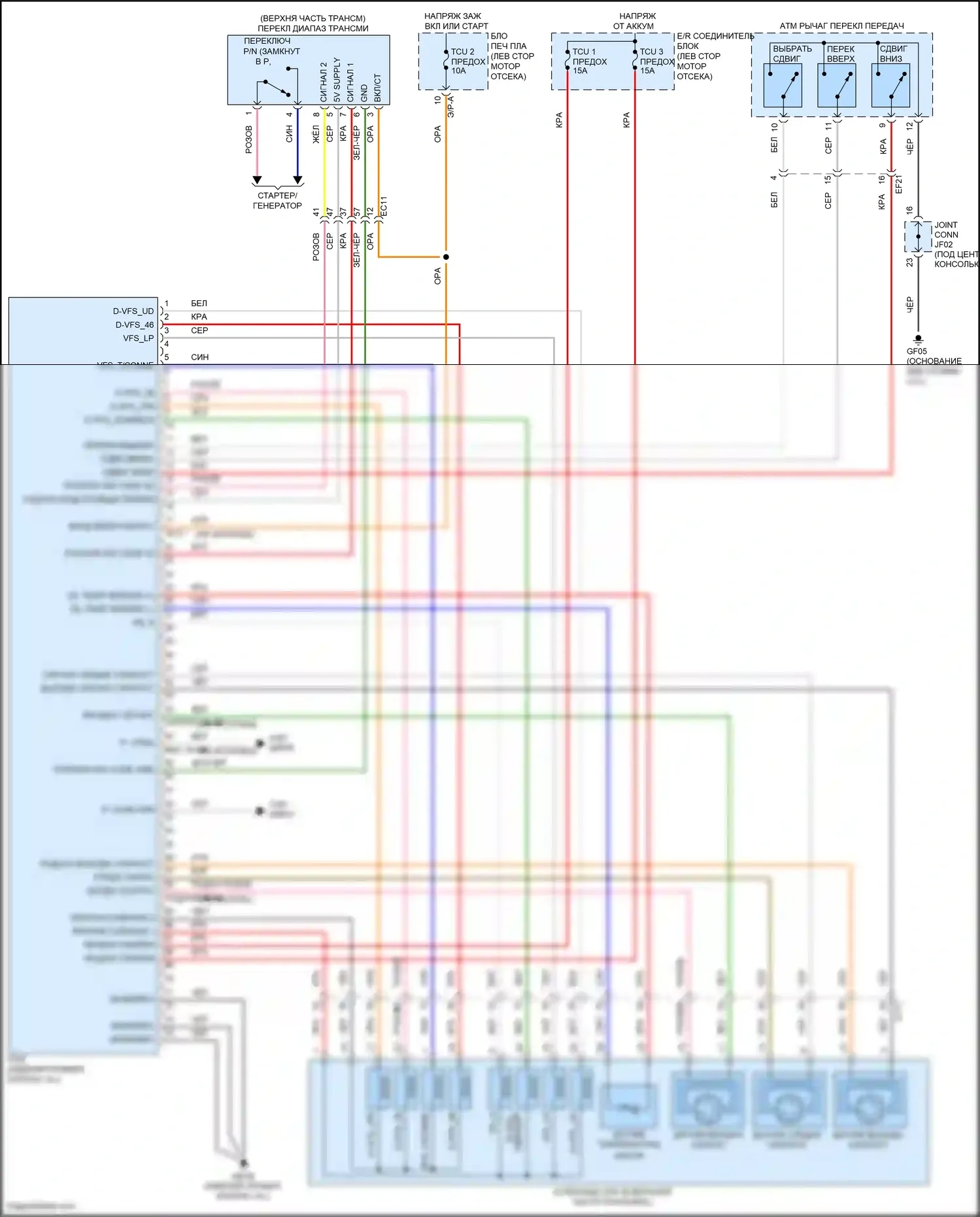 Telluride Kia I (2019-2022): Электросхема автоматической коробки передач (1 из 2) 