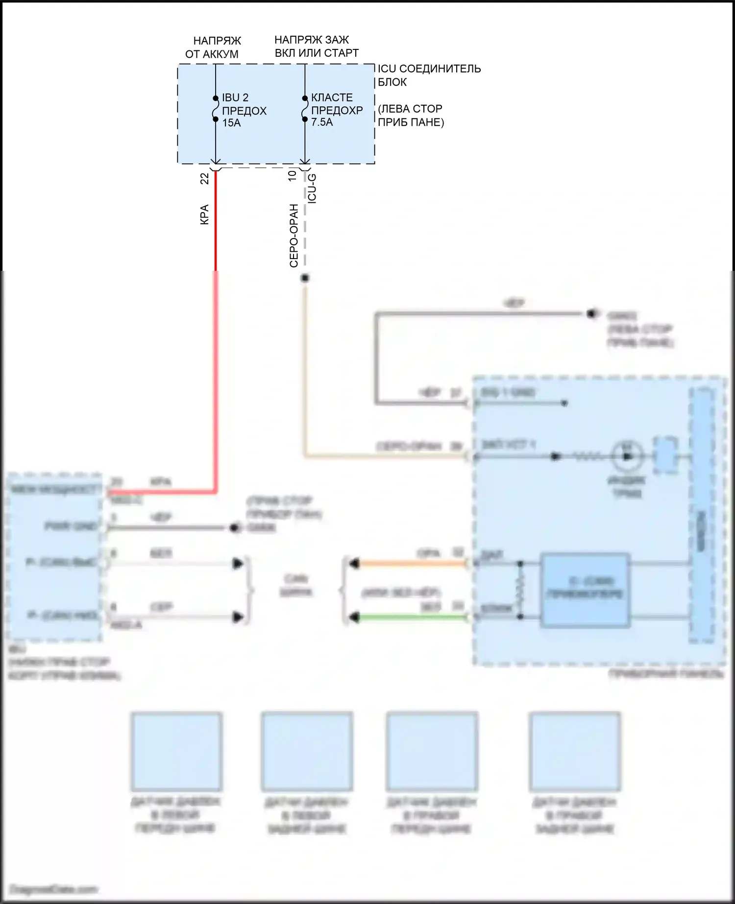 Telluride Kia I (2019-2022): Электросхема контроля давления в шинах 
