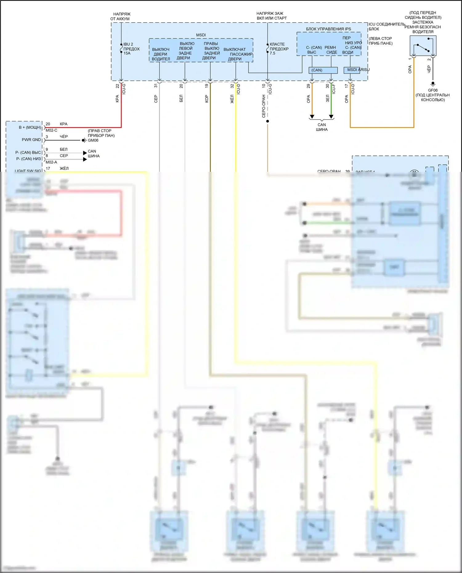 Telluride Kia I (2019-2022): Электросхема утора 