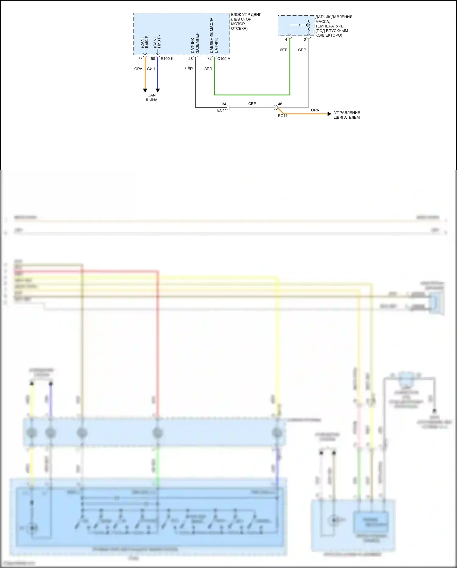 Telluride Kia I (2019-2022): Электросхема приборной панели, 3,5-дюймовый монохромный жк- дисплей (2 из 4) 