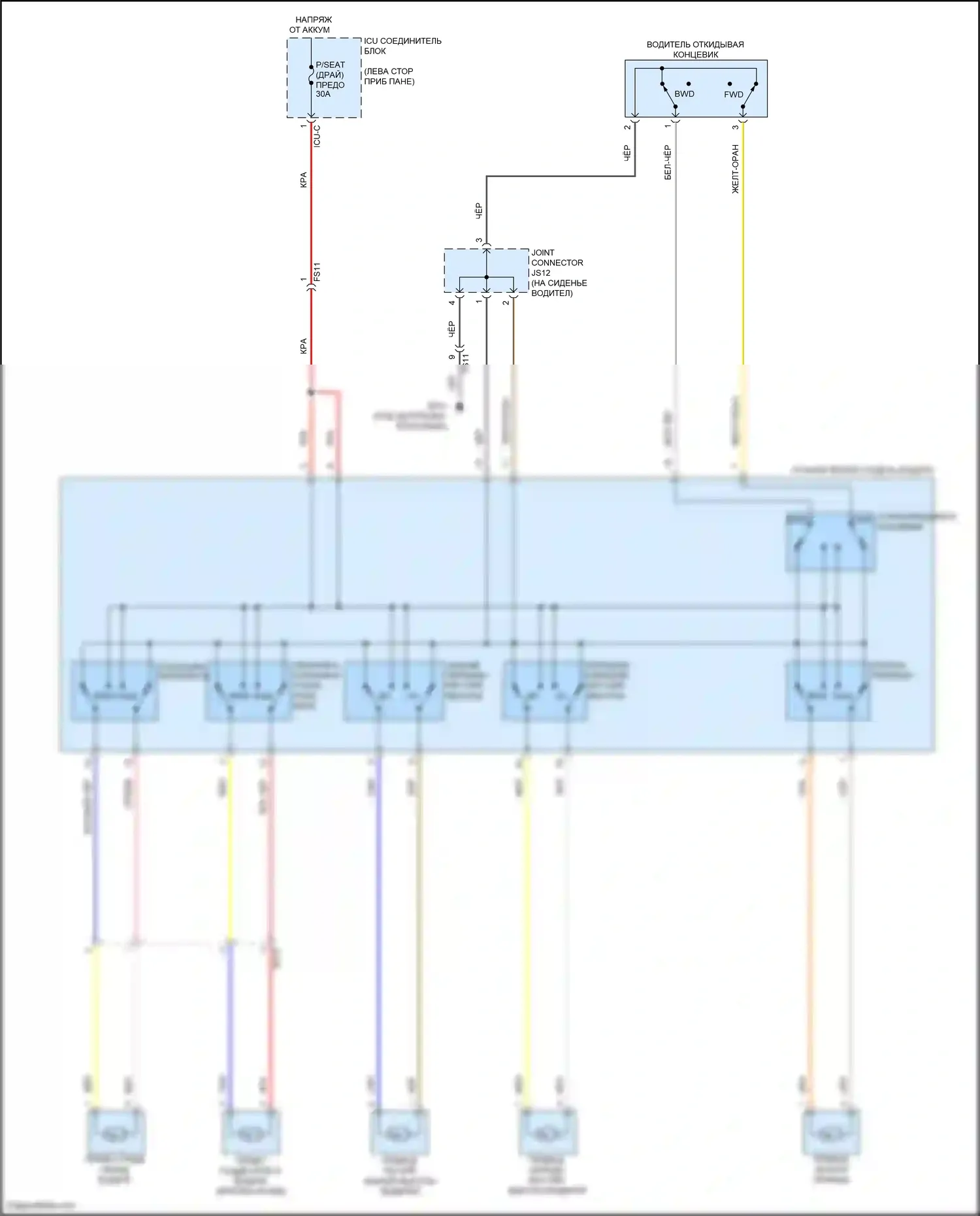 Telluride Kia I (2019-2022): Питание водительского сиденья электросхема 