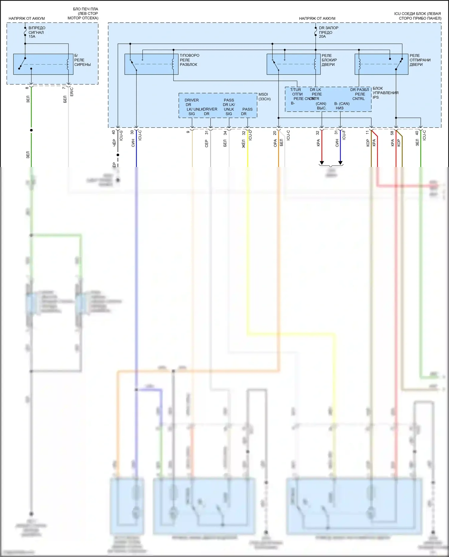 Telluride Kia I (2019-2022): Электросхема защиты от взлома (1 из 2) 