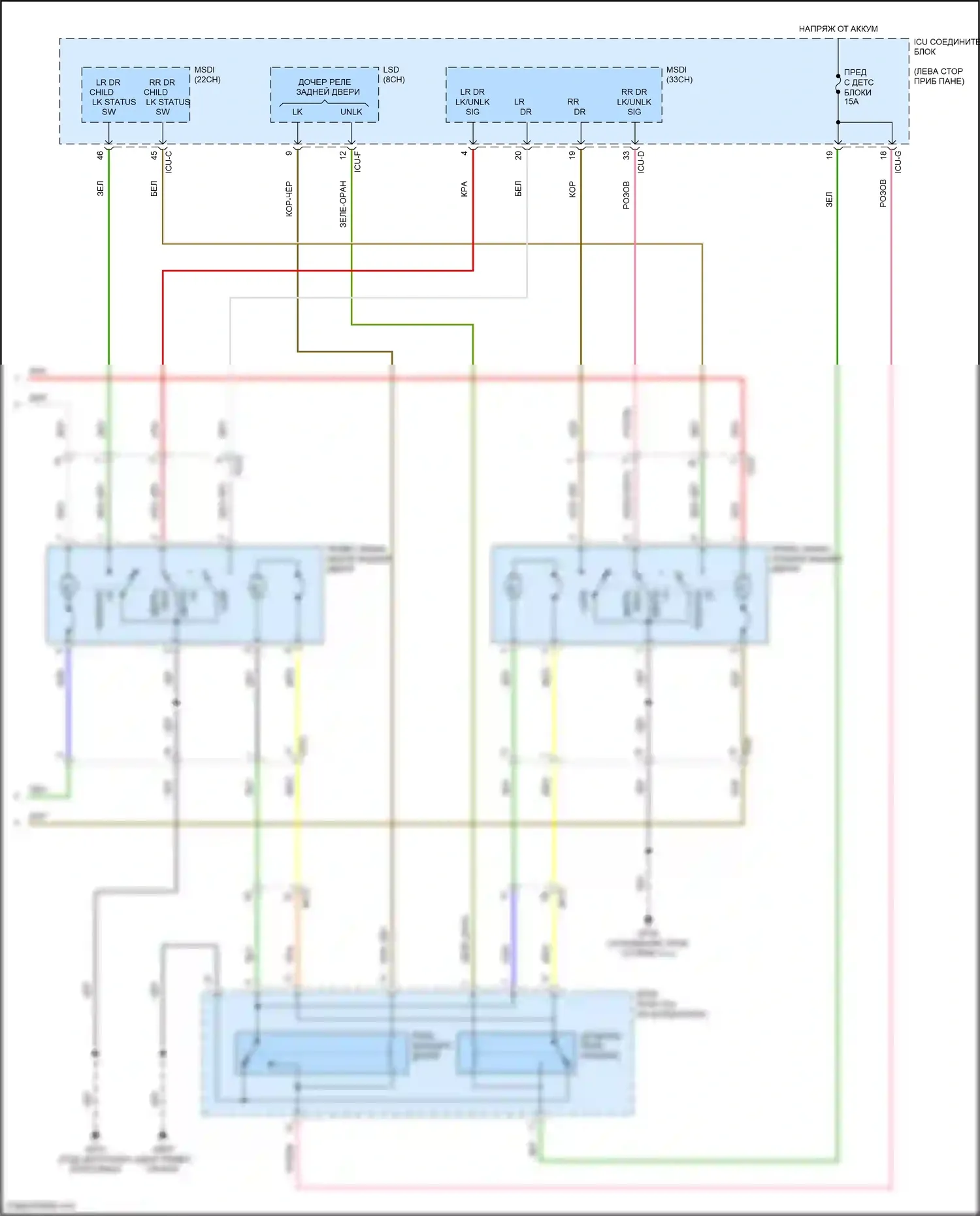 Telluride Kia I (2019-2022): Электросхема центрального замка (2 из 2) 