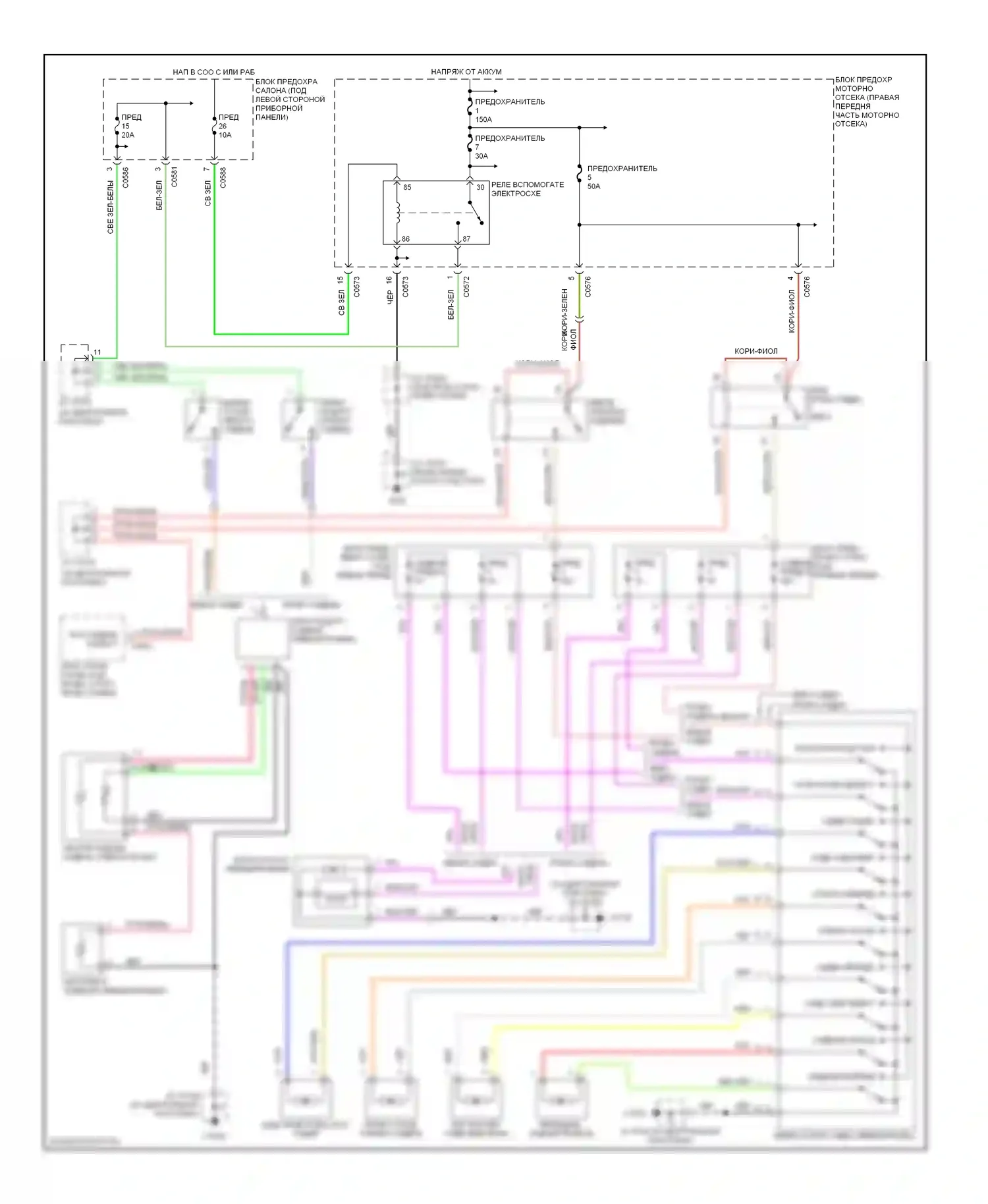Discovery Land Rover II (1998-2004): Электросхема питания и подогрева сидений 