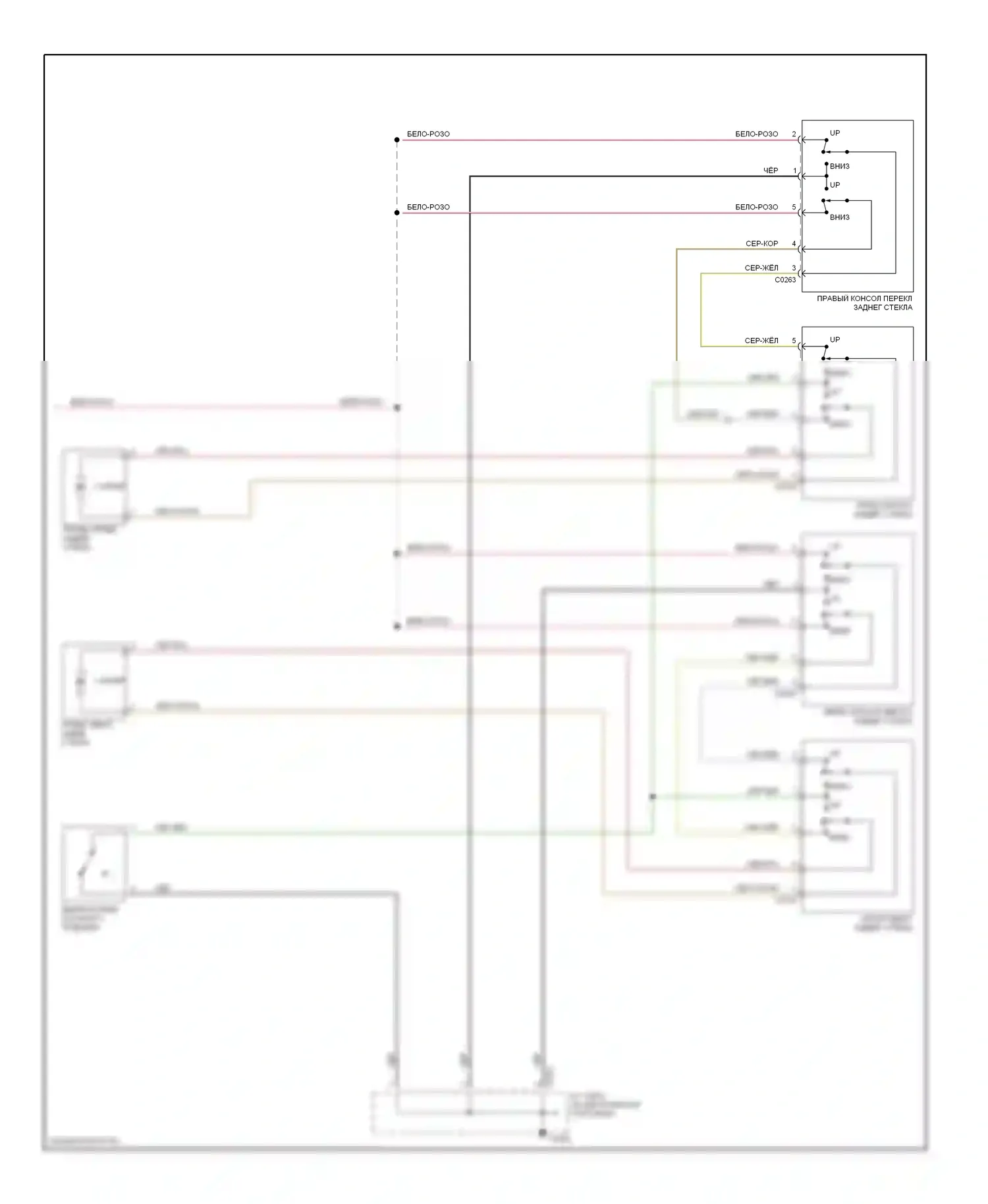 Discovery Land Rover II (1998-2004): Электросхема стеклоподъемника (2 из 2) 