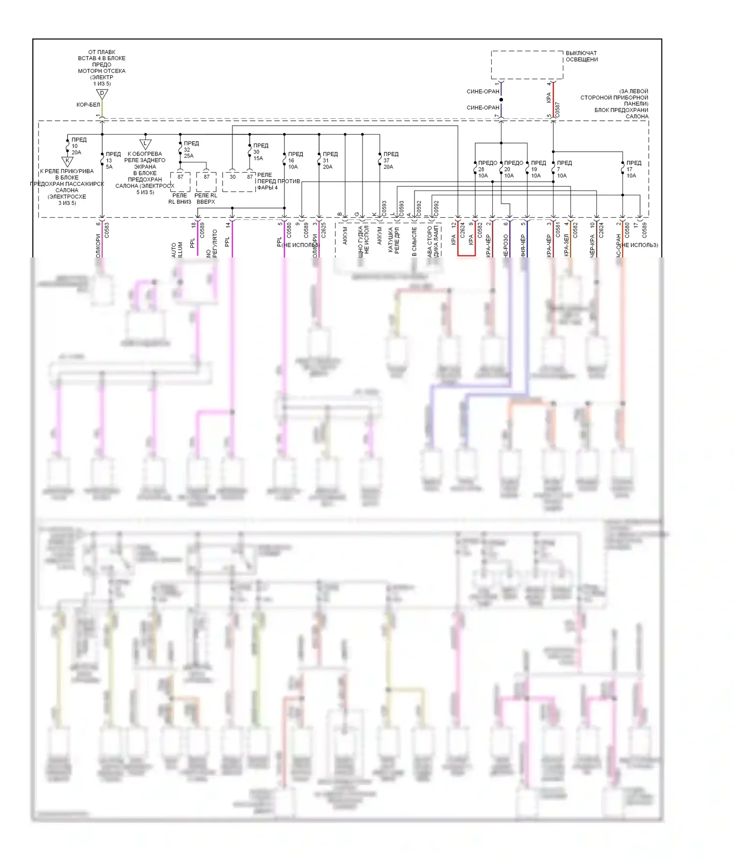 Freelander Land Rover I рестайлинг (2003-2006): Электросхема блока предохранителей реле (5 из 5) 