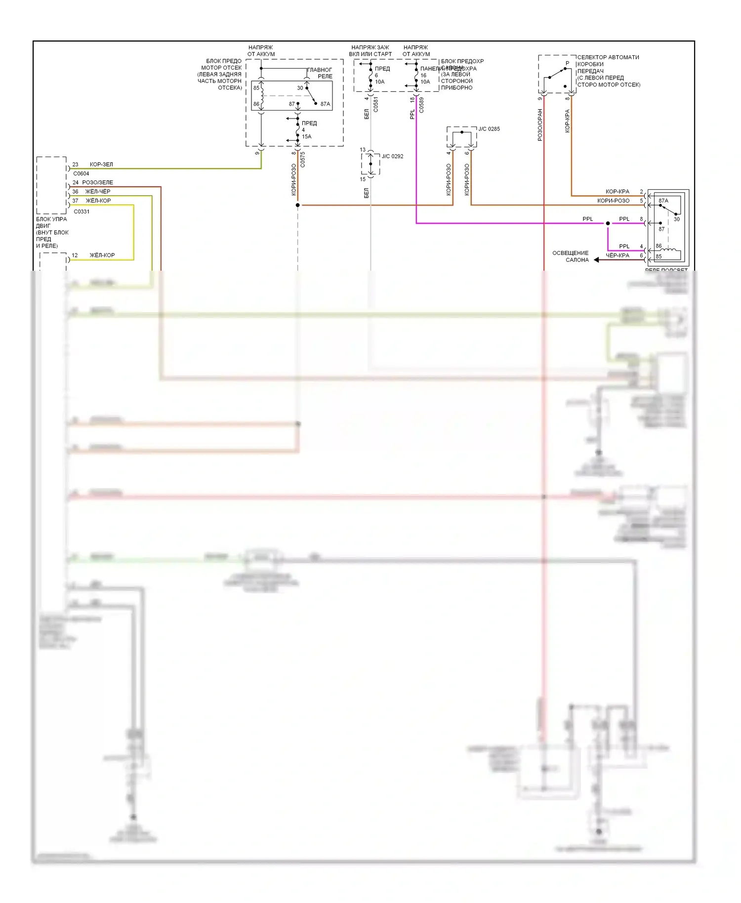 Freelander Land Rover I рестайлинг (2003-2006): Электросхема блокировки селектора 
