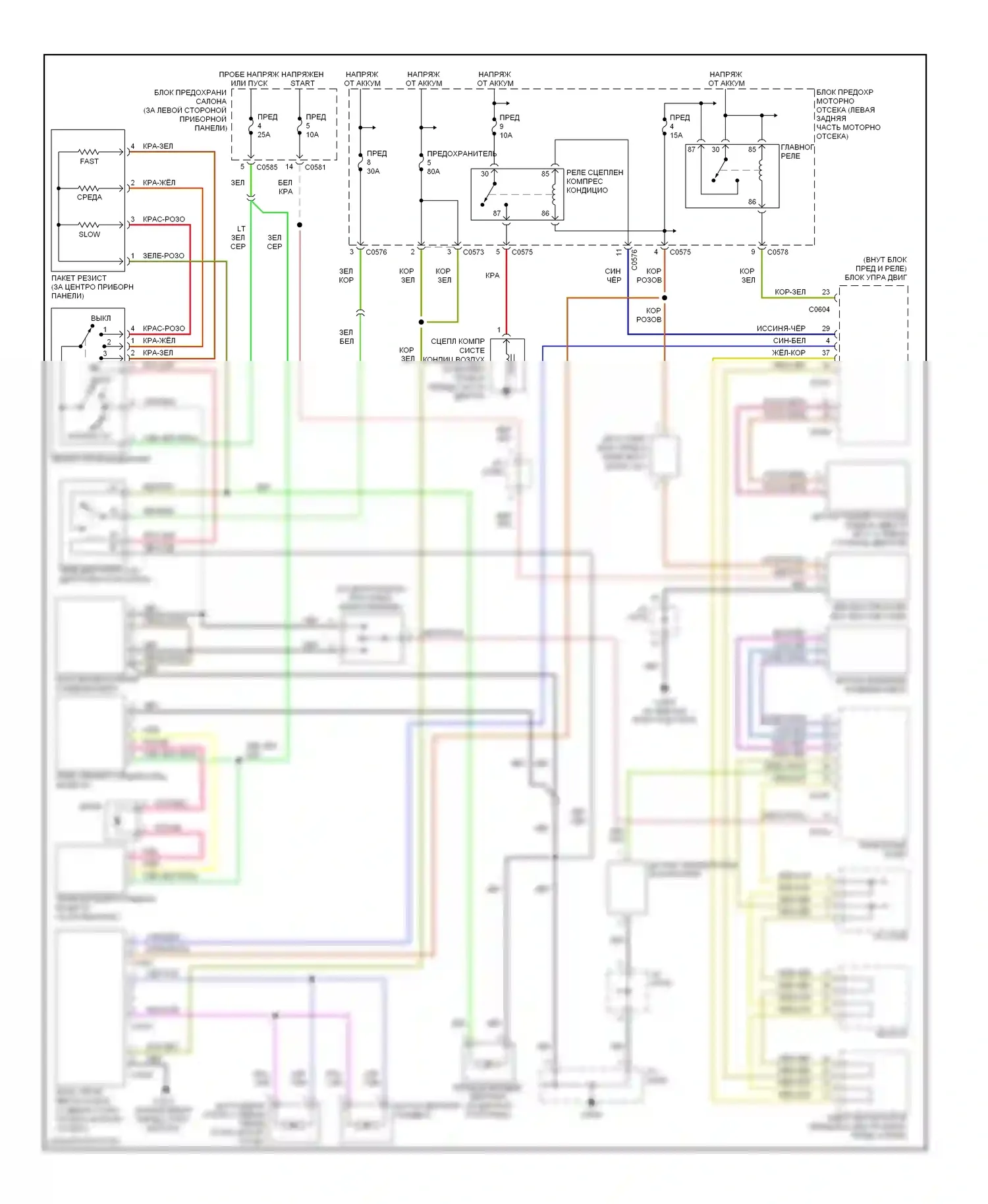 Freelander Land Rover I рестайлинг (2003-2006): Электросхема ручного кондиционера 