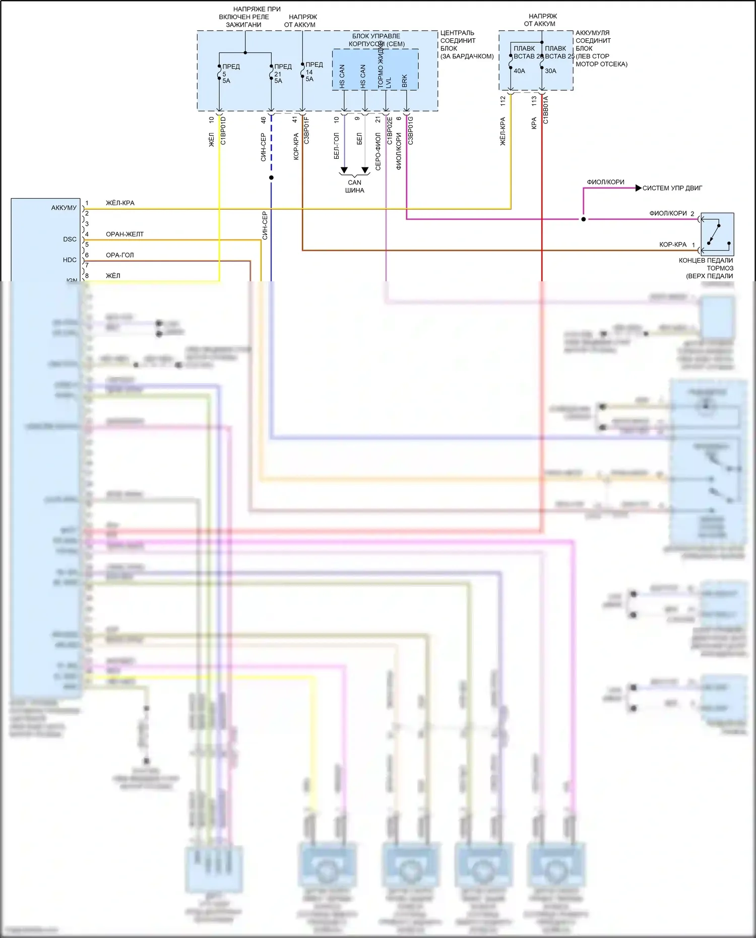 Freelander Land Rover II рестайлинг 2 (2012-2014): Электросхема антиблокировочного тормоза 