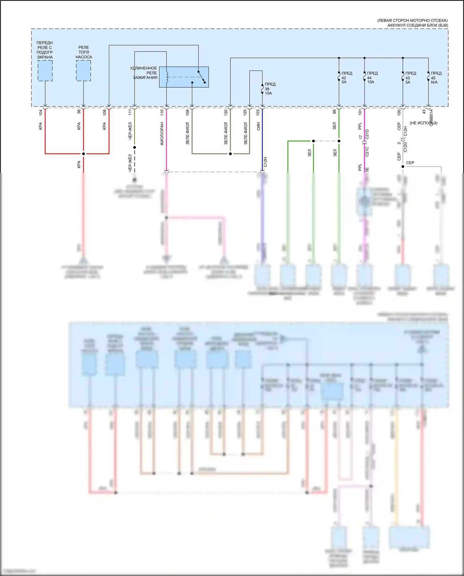 Freelander Land Rover II рестайлинг 2 (2012-2014): Электросхема блока предохранителей реле (2 из 7) 