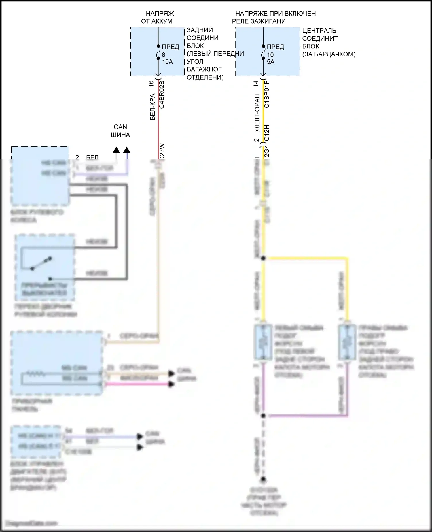 Freelander Land Rover II рестайлинг 2 (2012-2014): Электросхема подогрева форсунки 