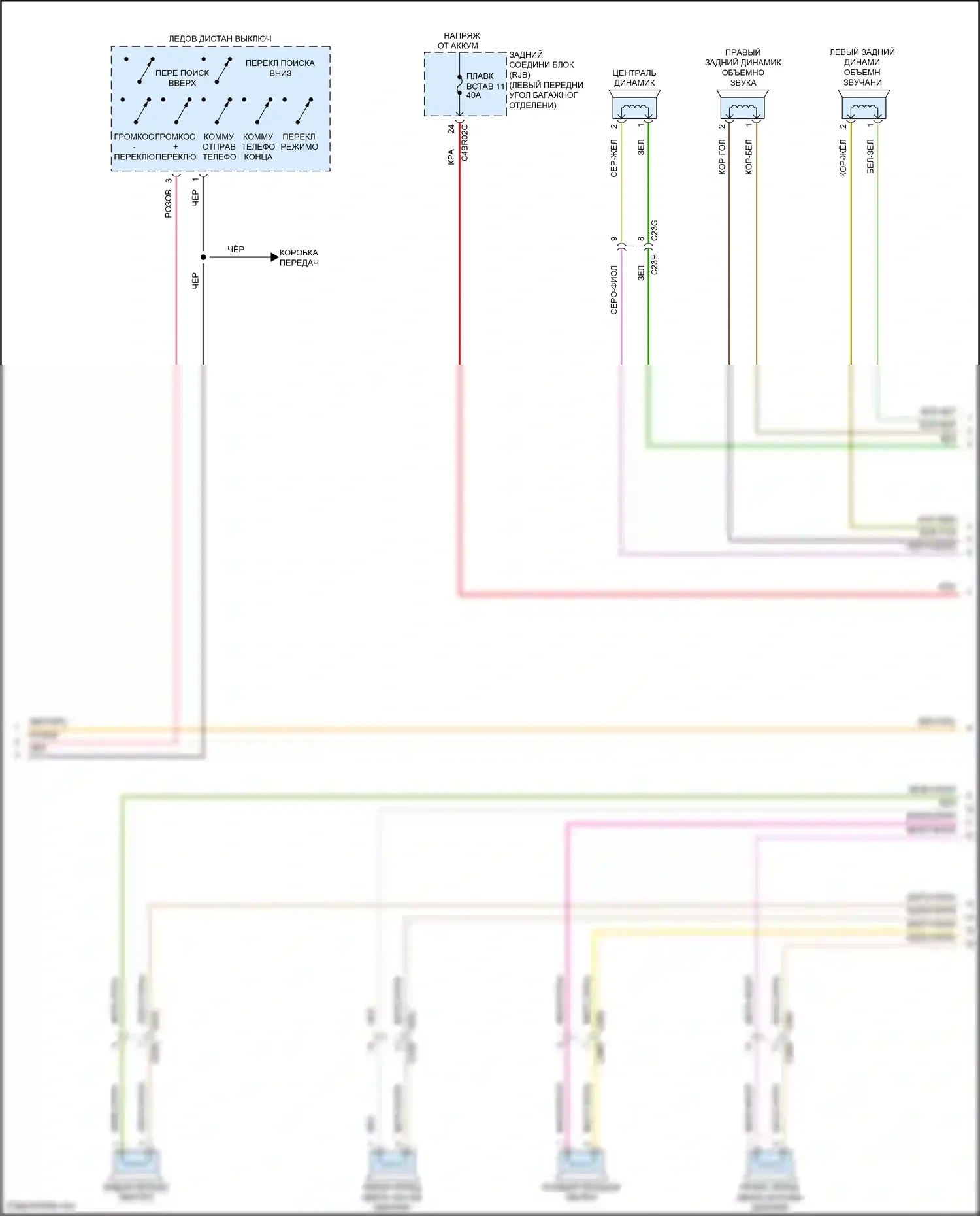 Freelander Land Rover II рестайлинг 2 (2012-2014): Электросхема магнитолы, высокая линия (3 из 4) 