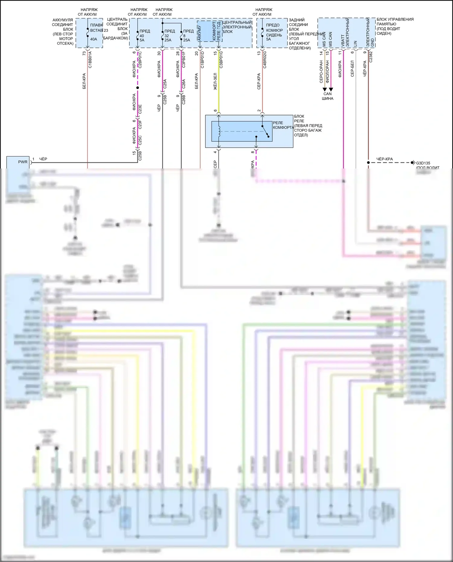 Freelander Land Rover II рестайлинг 2 (2012-2014): Электросхема зеркал памяти 