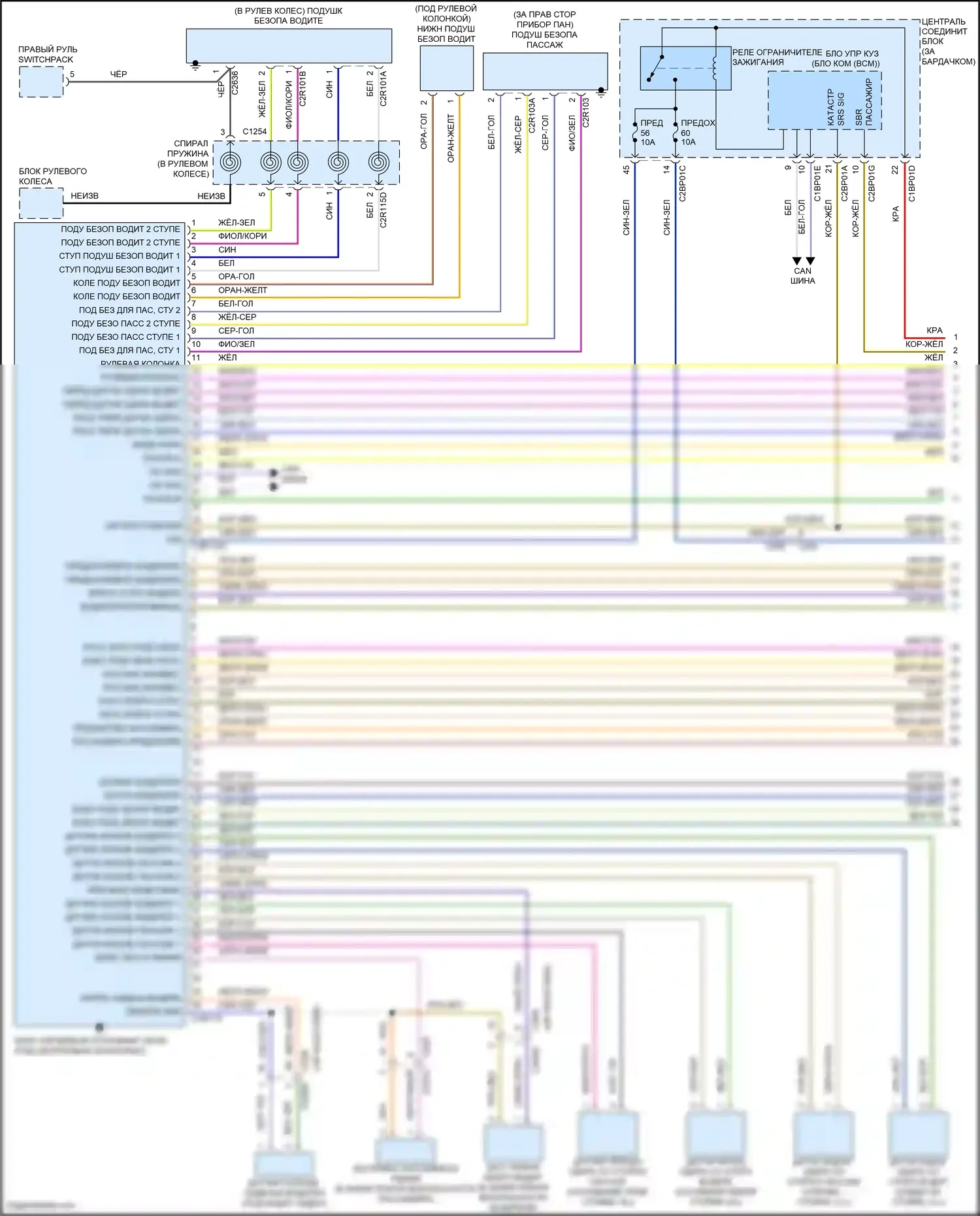Freelander Land Rover II рестайлинг 2 (2012-2014): Электросхема подушек безопасности (1 из 2) 