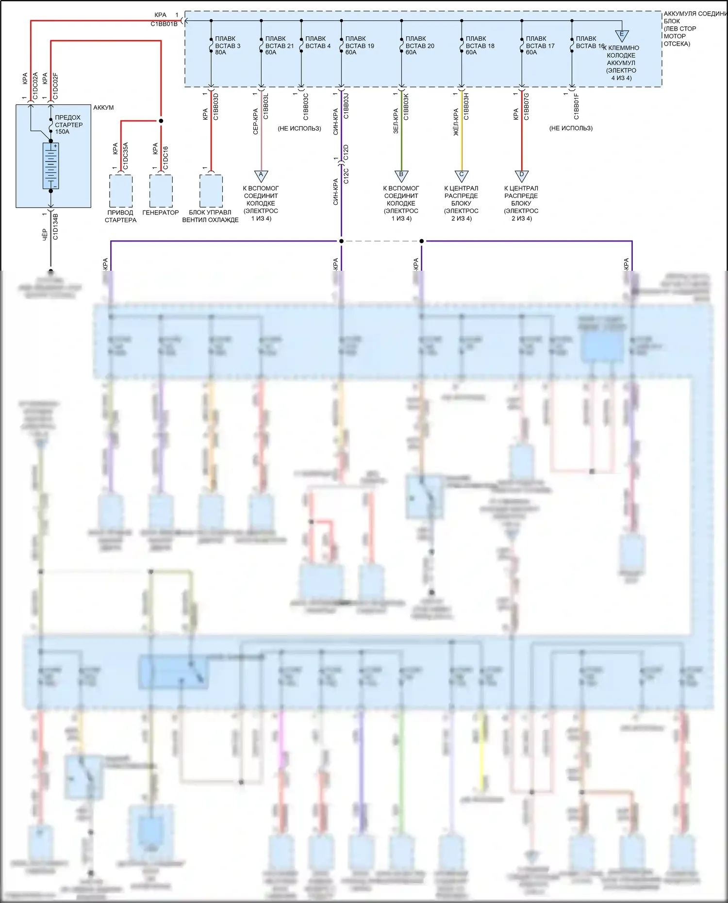 Freelander Land Rover II рестайлинг (2010-2012): Электросхема блока предохранителей реле (1 из 4) 