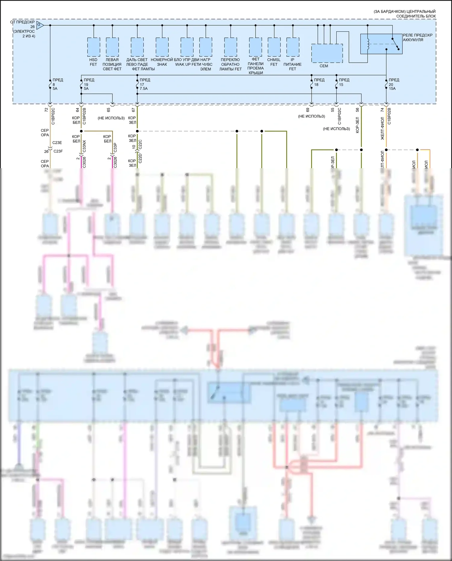 Freelander Land Rover II рестайлинг (2010-2012): Электросхема блока предохранителей реле (3 из 4) 