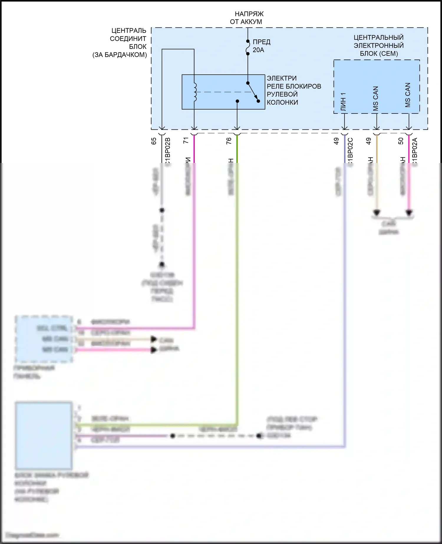 Freelander Land Rover II рестайлинг (2010-2012): Электросхема рулевой колонки 