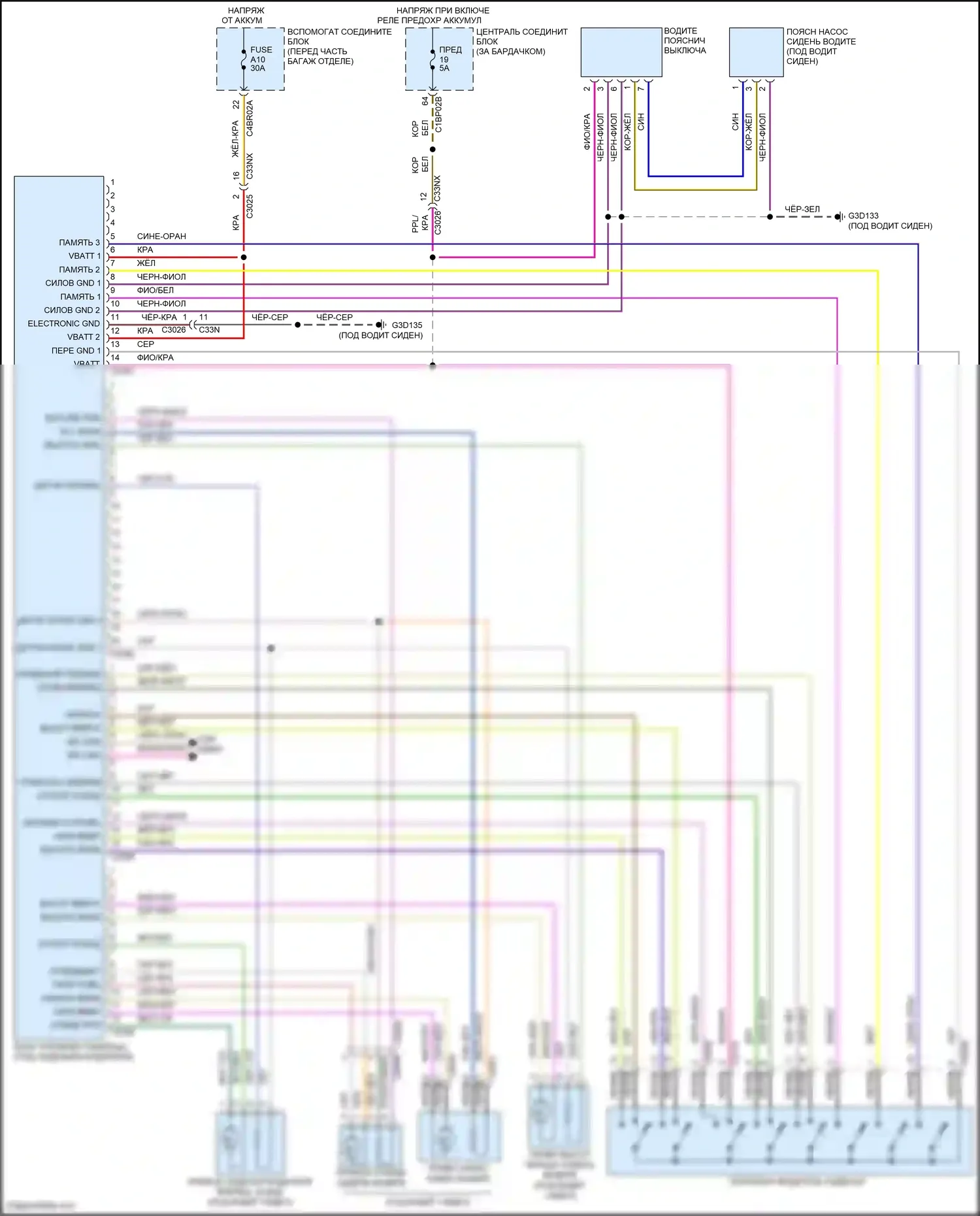 Freelander Land Rover II рестайлинг (2010-2012): Электросхема сиденья памяти 