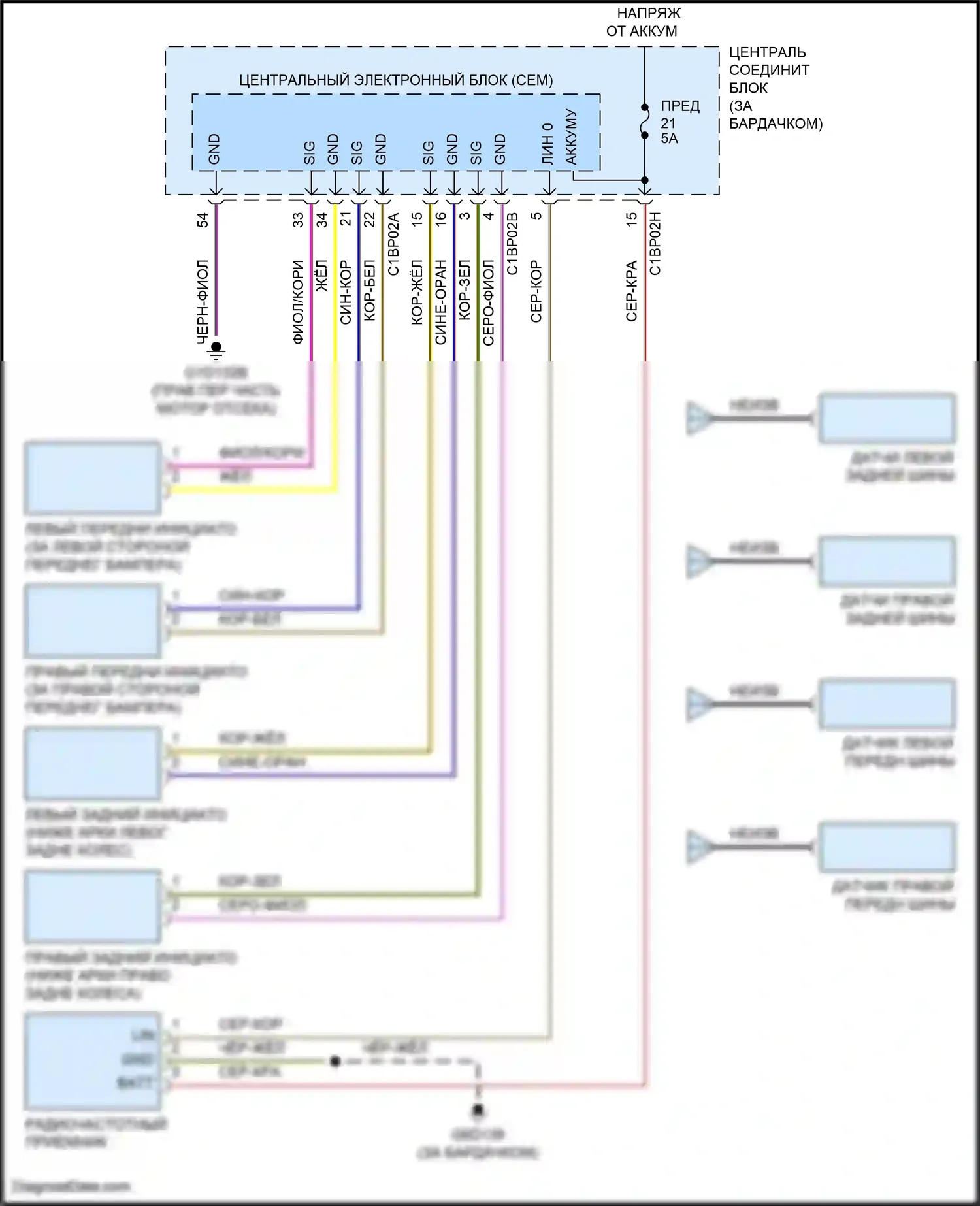 Freelander Land Rover II рестайлинг (2010-2012): Электросхема помощников водителя 