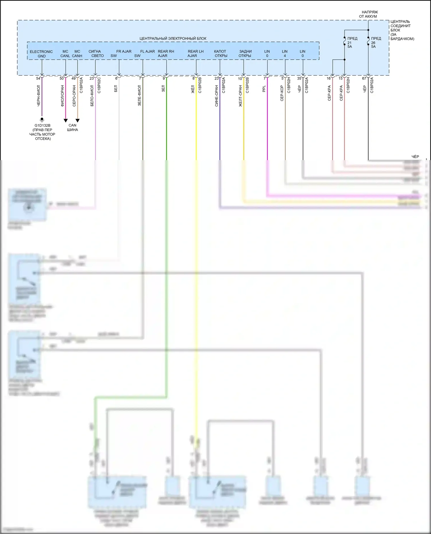 Freelander Land Rover II рестайлинг (2010-2012): Сигнализации электросхема (1 из 2) 