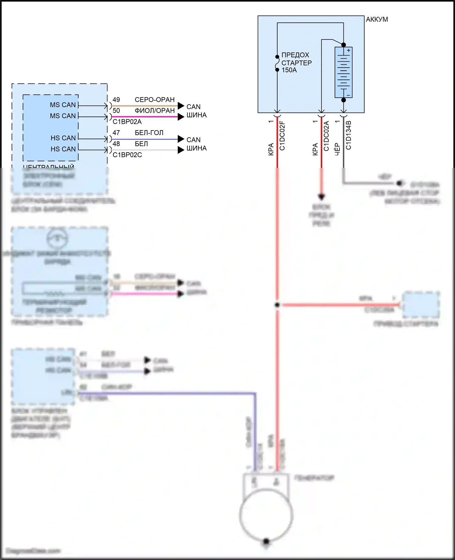 Freelander Land Rover II рестайлинг (2010-2012): Электросхема генератора 
