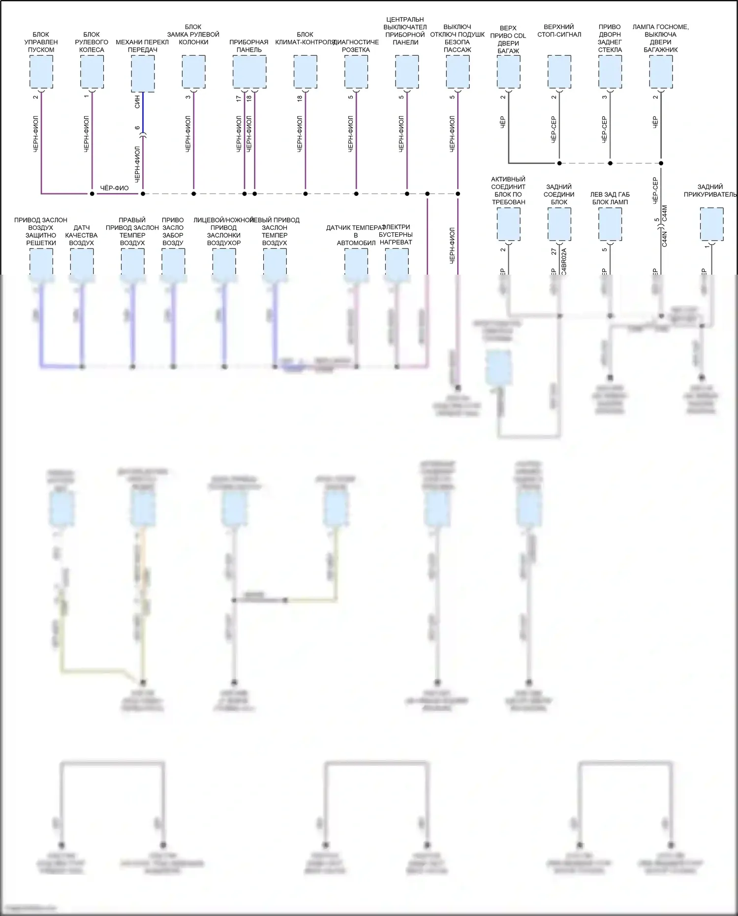 Freelander Land Rover II рестайлинг (2010-2012): Электросхема точек подключения масс (3 из 4) 