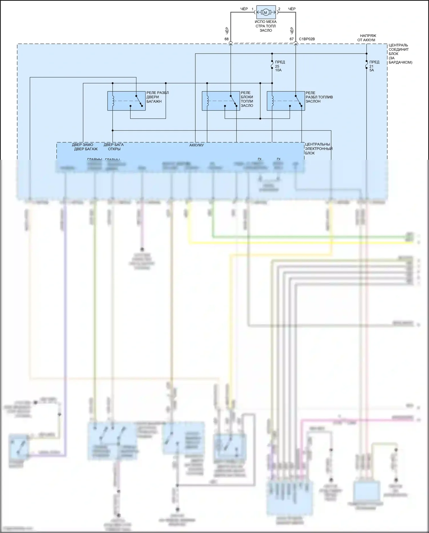 Freelander Land Rover II рестайлинг (2010-2012): Электросхема центрального замка (1 из 2) 