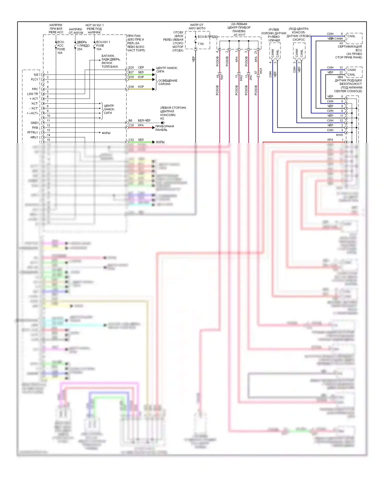 CT Lexus I (2010-2014): Электросхема блоков управления кузовом (1 из 2) 