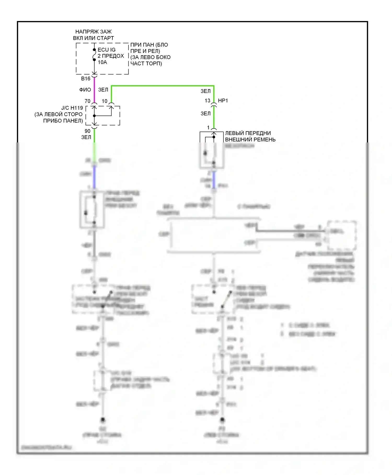 CT Lexus I (2010-2014): Электросхема подушек безопасности 