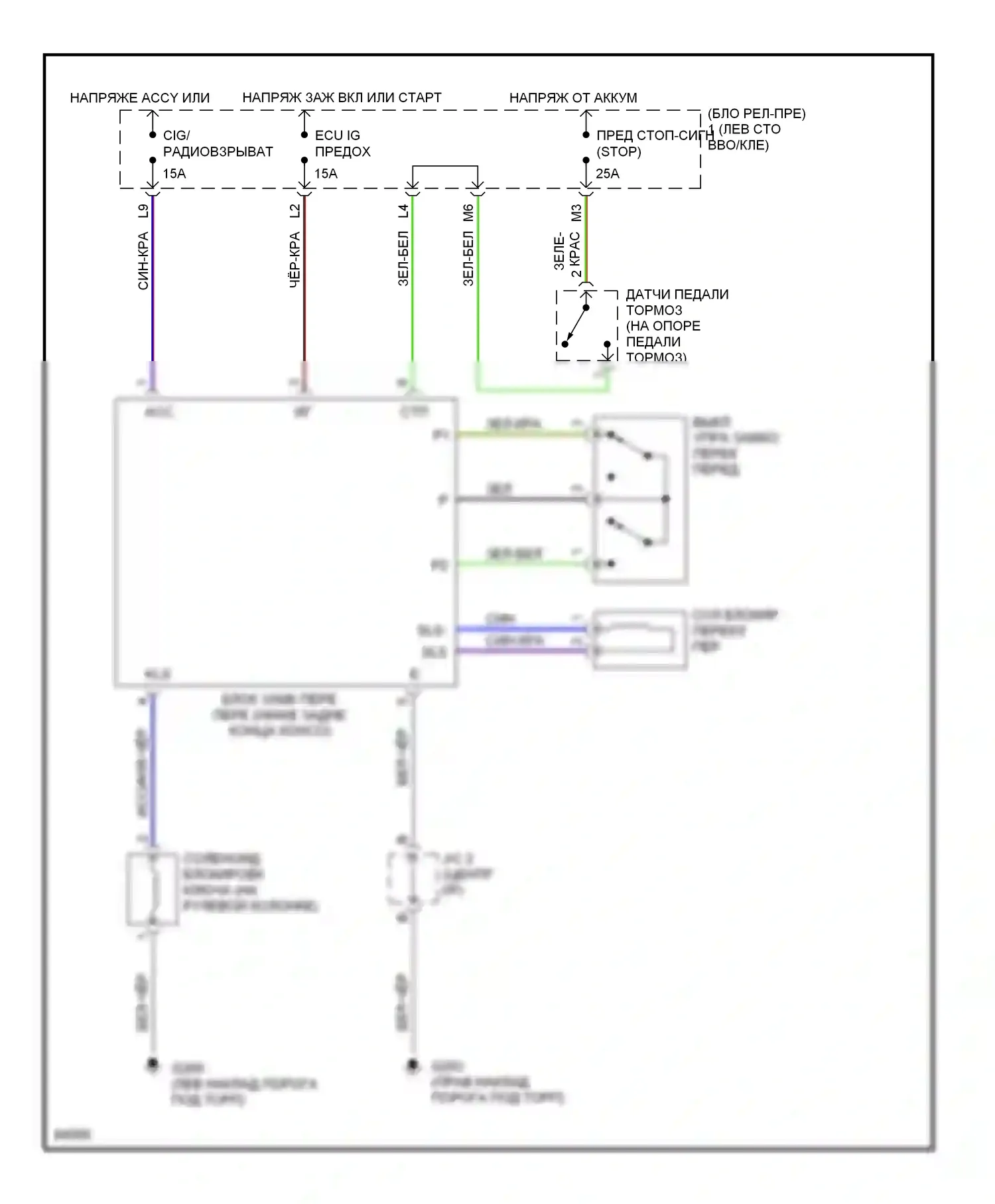ES Lexus XV10 рестайлинг (1994-1996): Электросхема блокировки селектора 