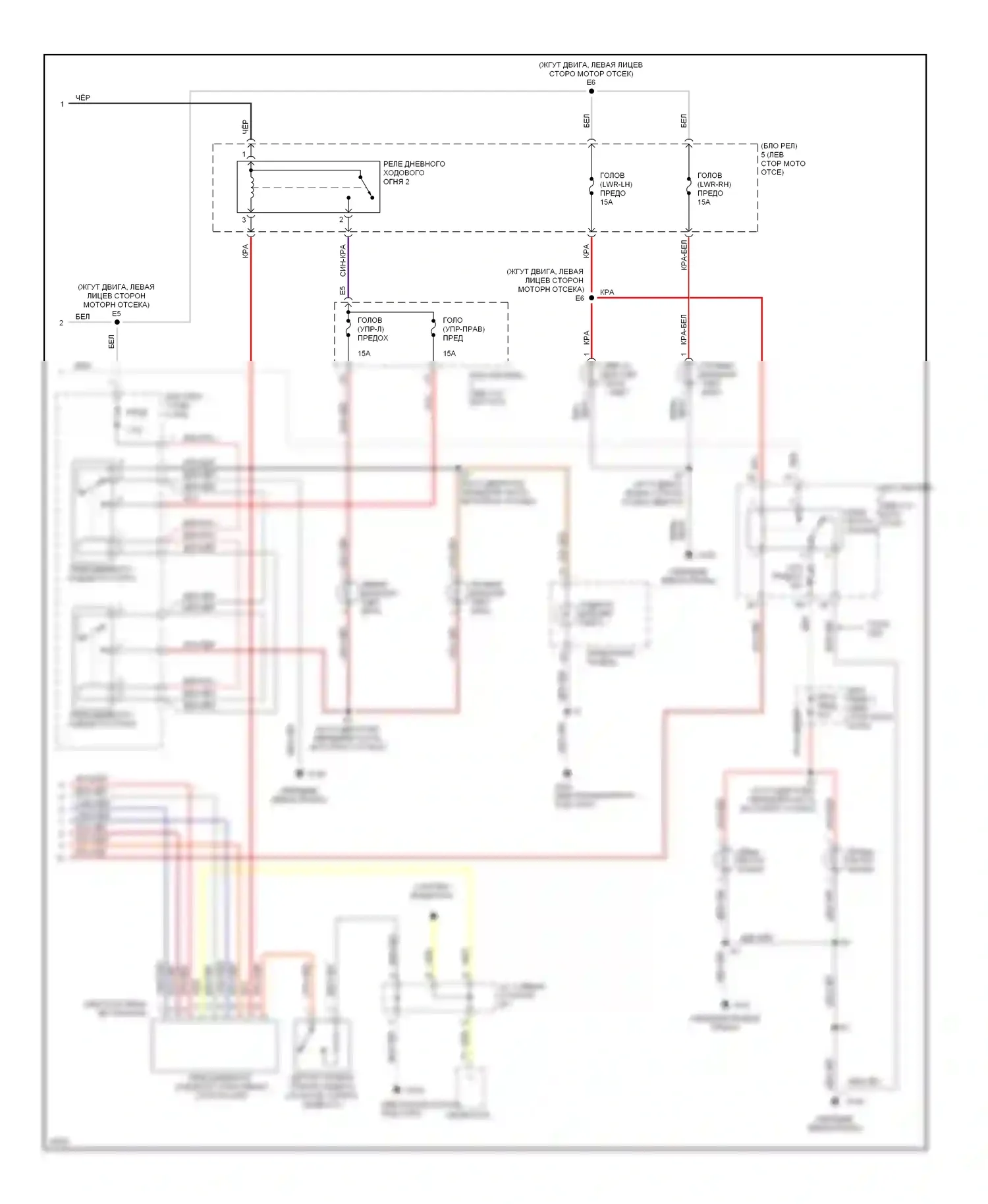 ES Lexus XV10 рестайлинг (1994-1996): Электросхема фар, с дрелью (2 из 2) 