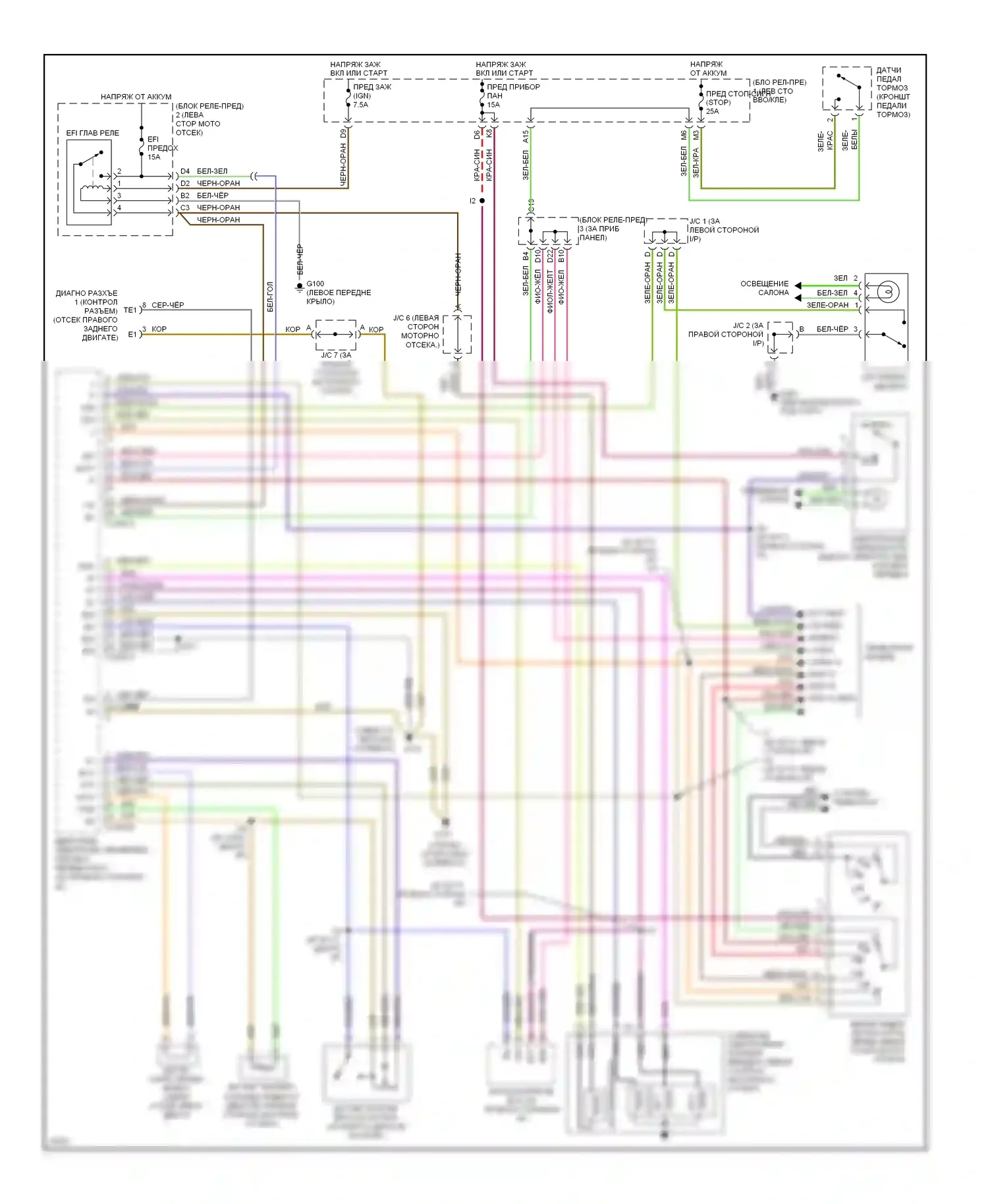 ES Lexus XV10 рестайлинг (1994-1996): Электросхема коробки передач 