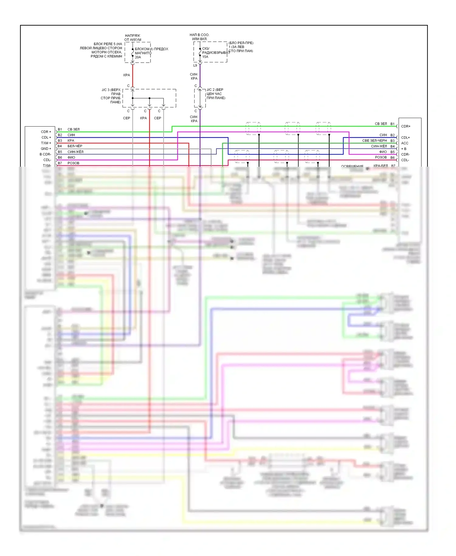 ES Lexus XV10 рестайлинг (1994-1996): Магнитола электросхем 