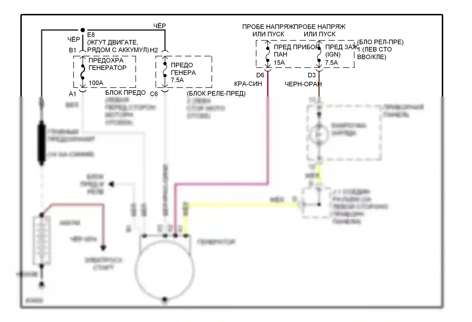 ES Lexus XV10 рестайлинг (1994-1996): Электросхема генератора 