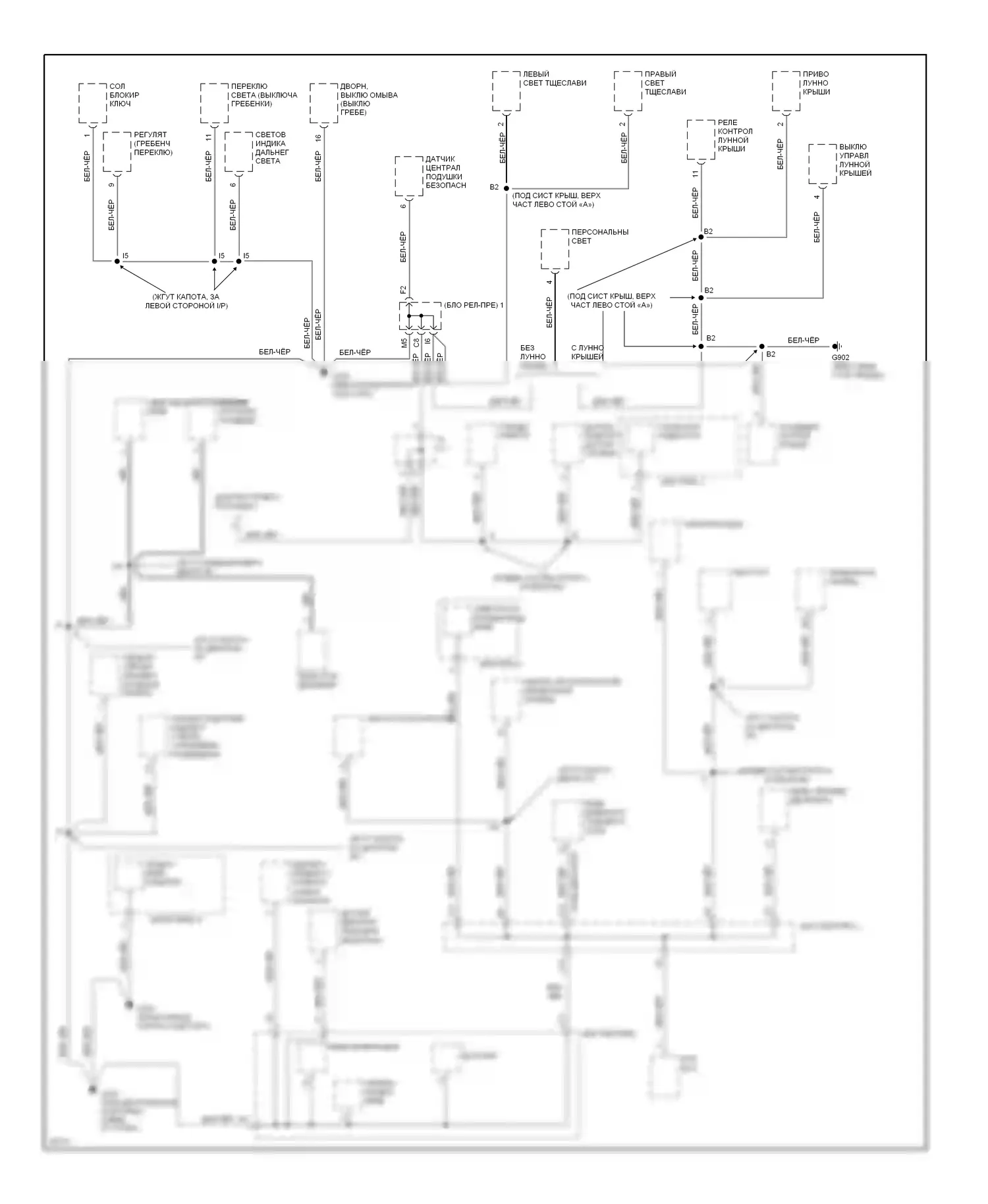 ES Lexus XV10 рестайлинг (1994-1996): Электросхема точек подключения масс (3 из 3) 