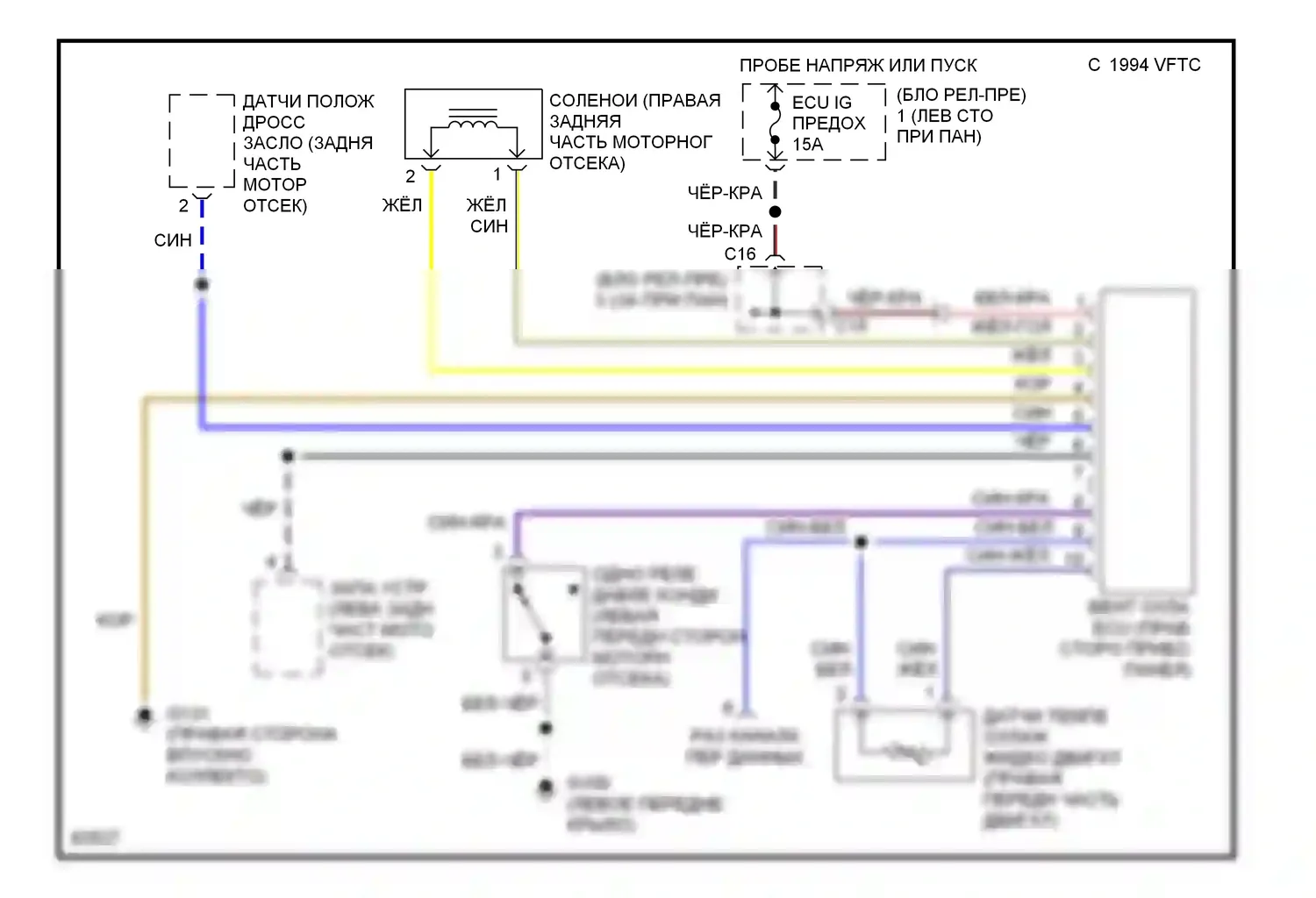 ES Lexus XV10 рестайлинг (1994-1996): Электросхема вентилятора охлаждения 