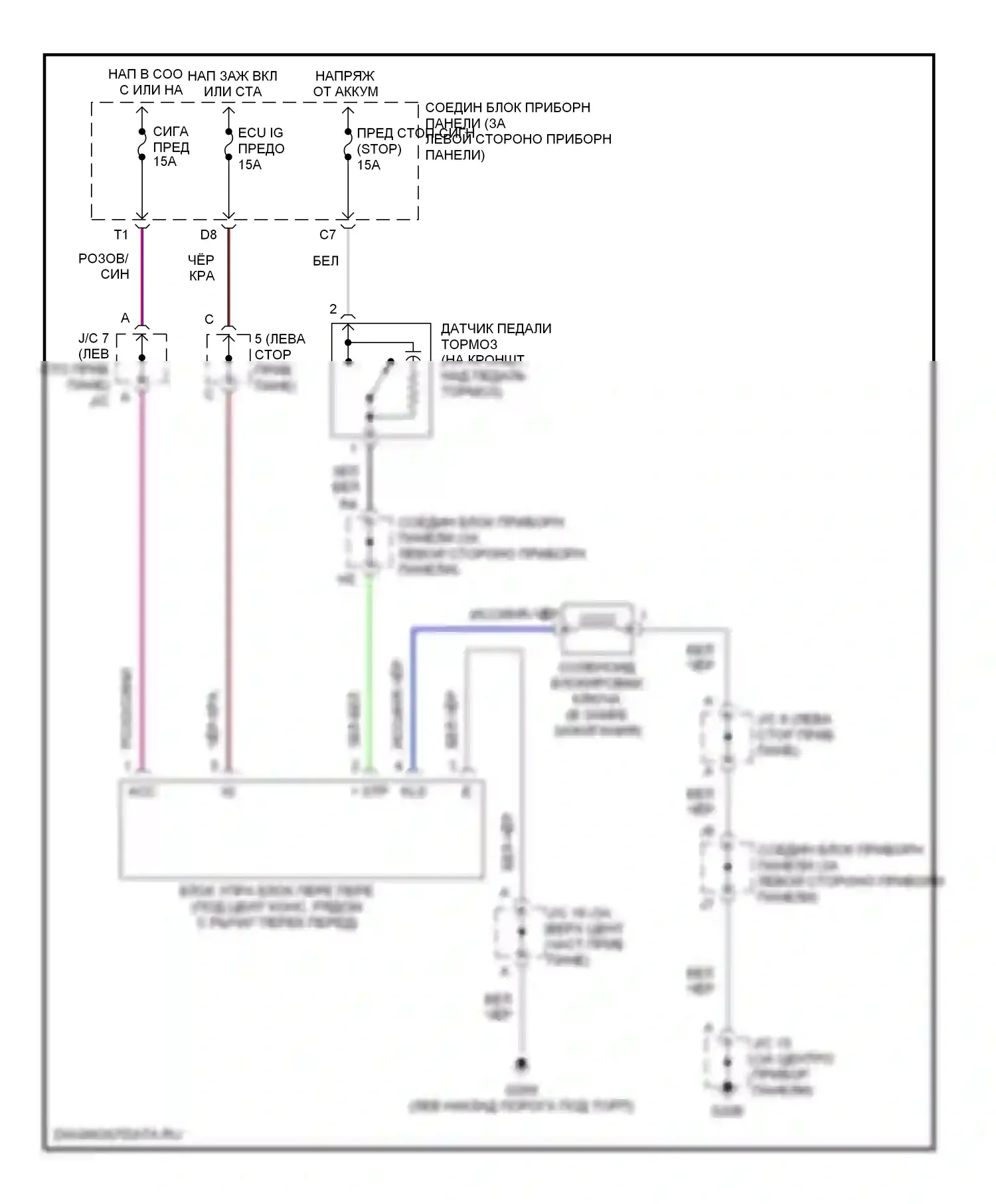 ES Lexus XV20 (1996-2001): Электросхема блокировки селектора 