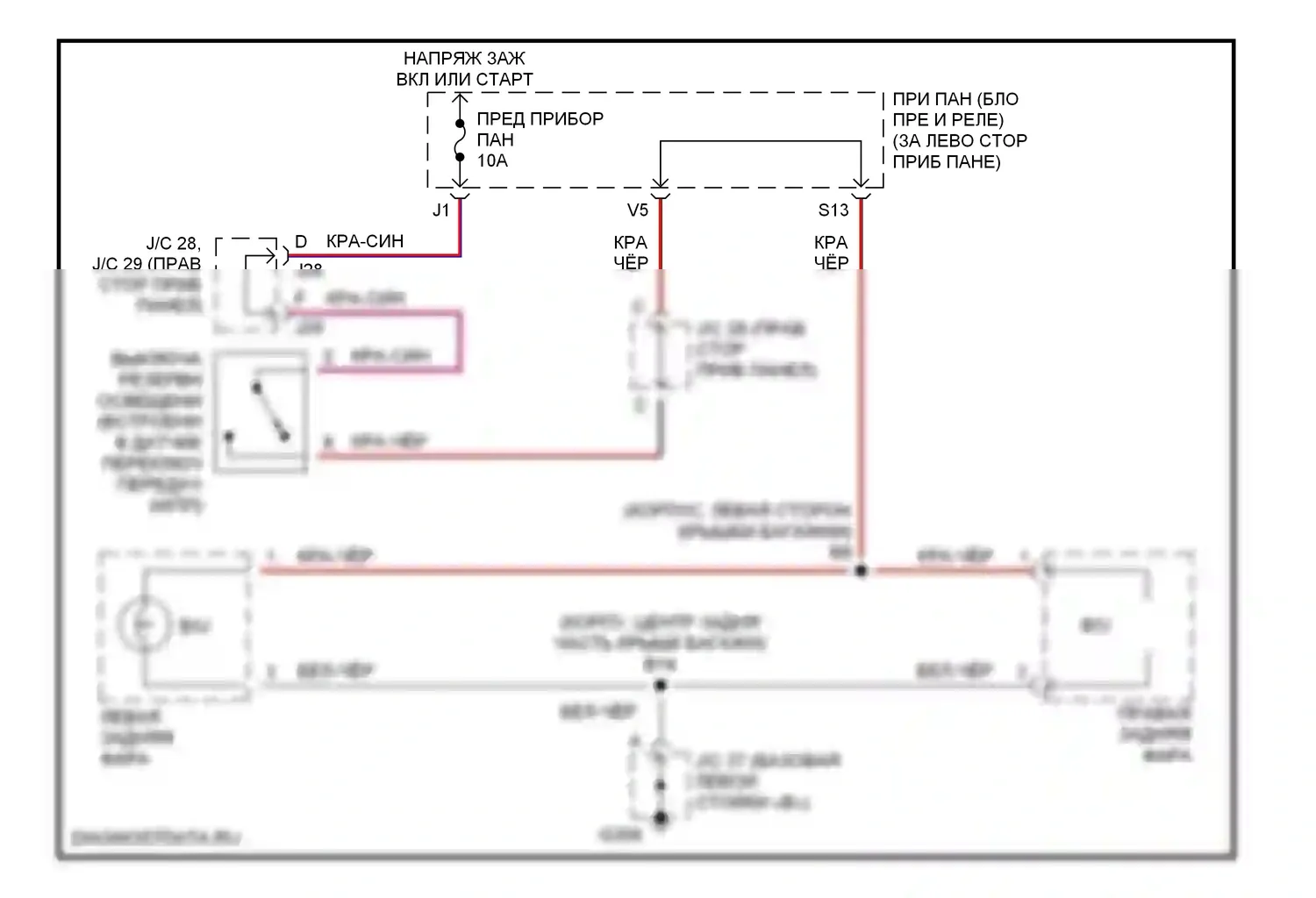 ES Lexus XV20 (1996-2001): Электросхема фонарей заднего хода 