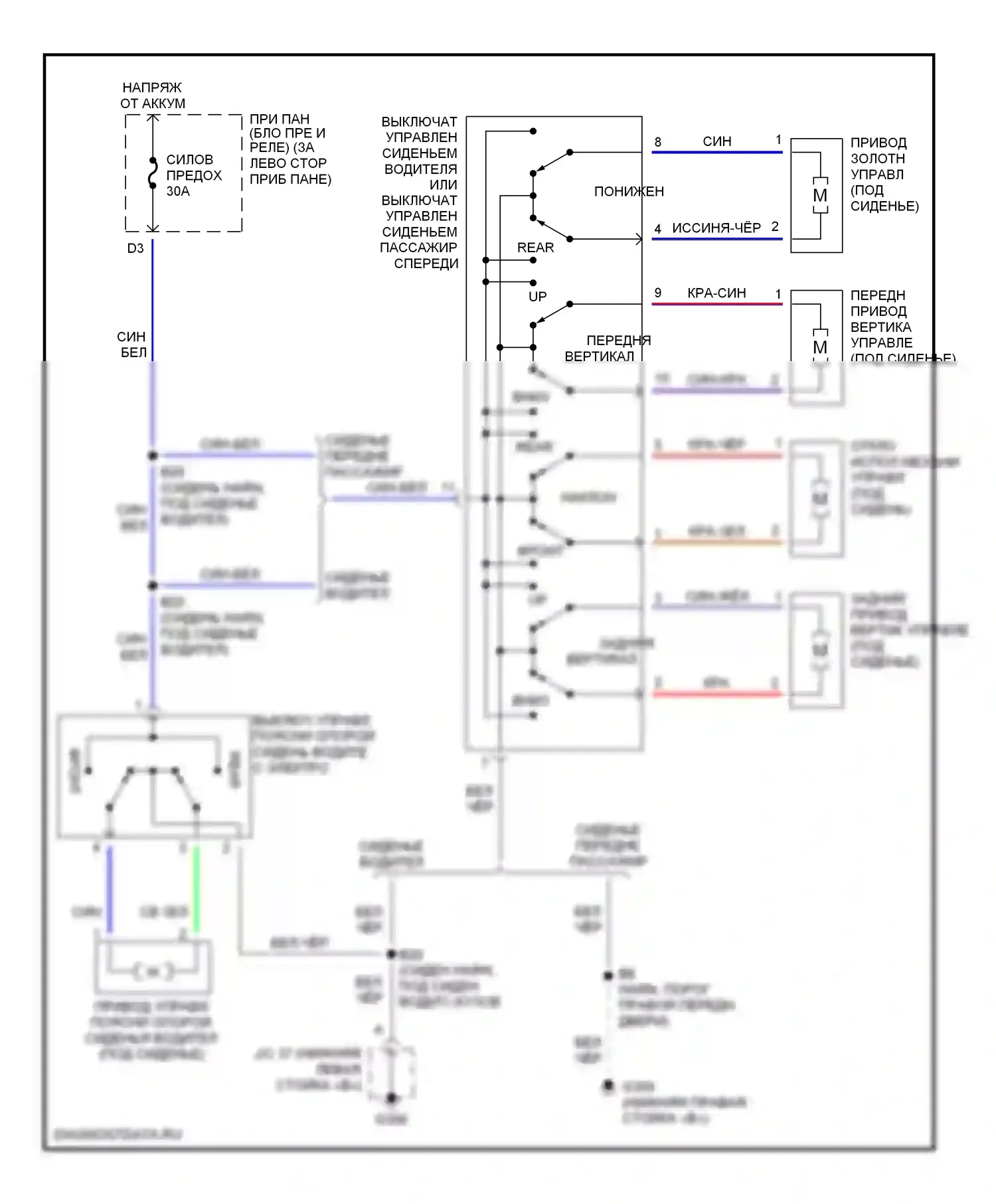 ES Lexus XV20 (1996-2001): Электросхема сидений 