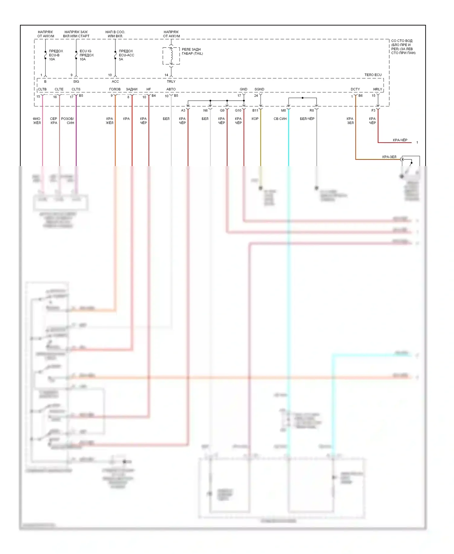 ES Lexus XV30 (2001-2003): Электросхема фар, без дрели (1 из 2) 
