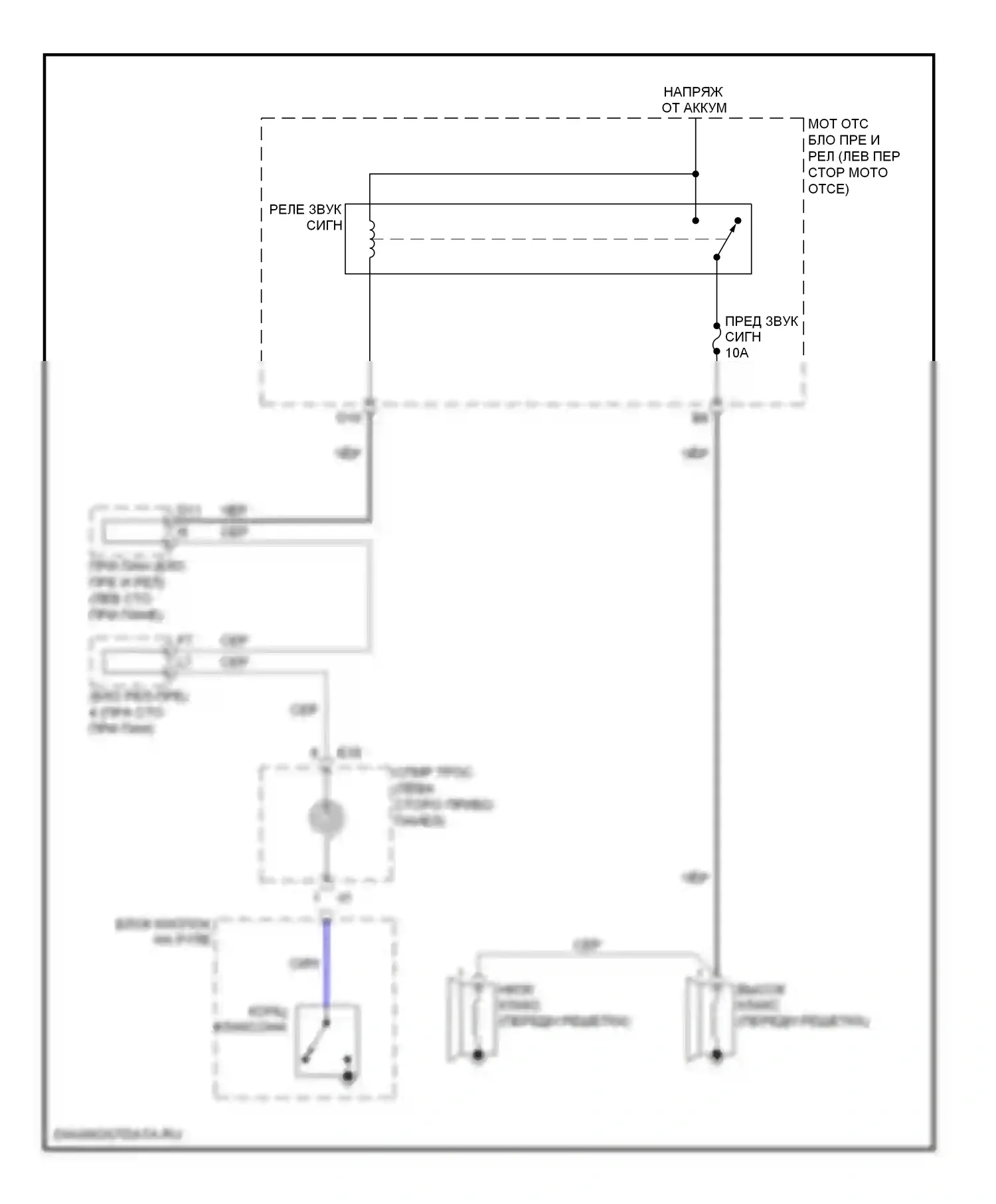 ES Lexus XV40 рестайлинг (2009-2012): Электросхема клаксона 
