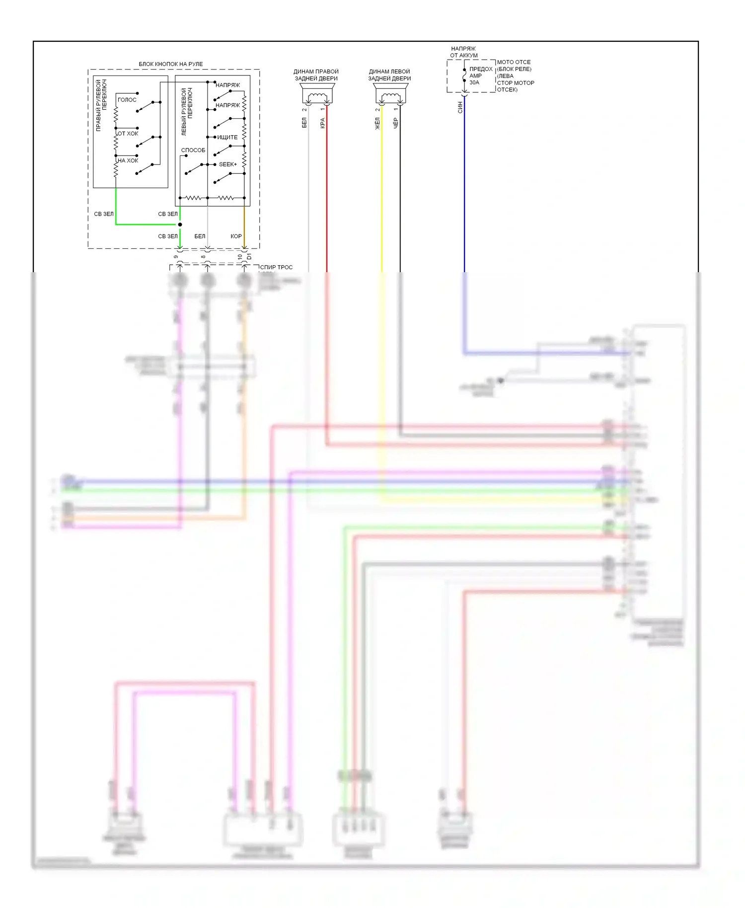 ES Lexus XV40 рестайлинг (2009-2012): Электросхема магнитолы, без навигации (3 из 3) 