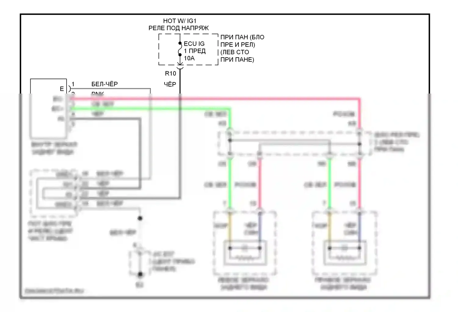 ES Lexus XV40 рестайлинг (2009-2012): Электросхема электрохромного зеркала 