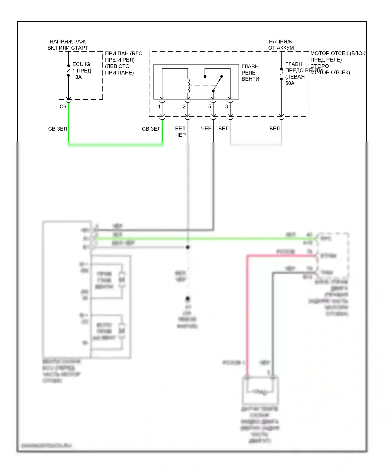 ES Lexus XV40 рестайлинг (2009-2012): Электросхема вентилятора охлаждения 