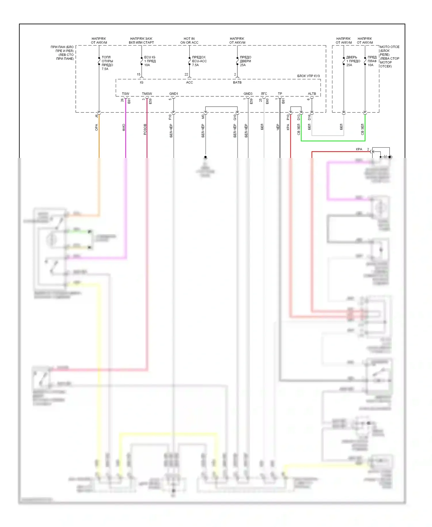 ES Lexus XV40 (2006-2009): Электросхема багажника, двери багажника, лючка топливного бака 