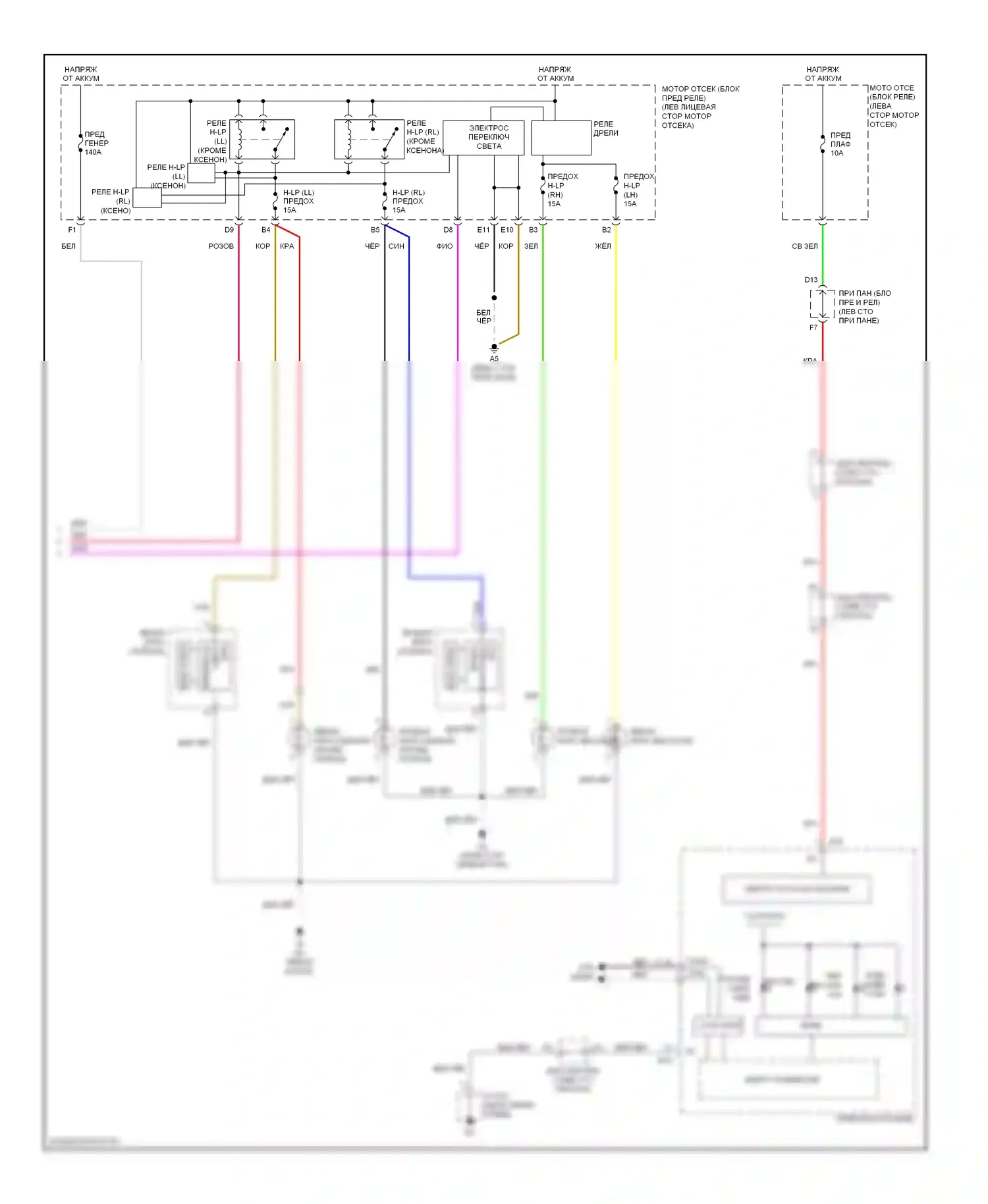 ES Lexus XV40 (2006-2009): Электросхема фар (2 из 2) 