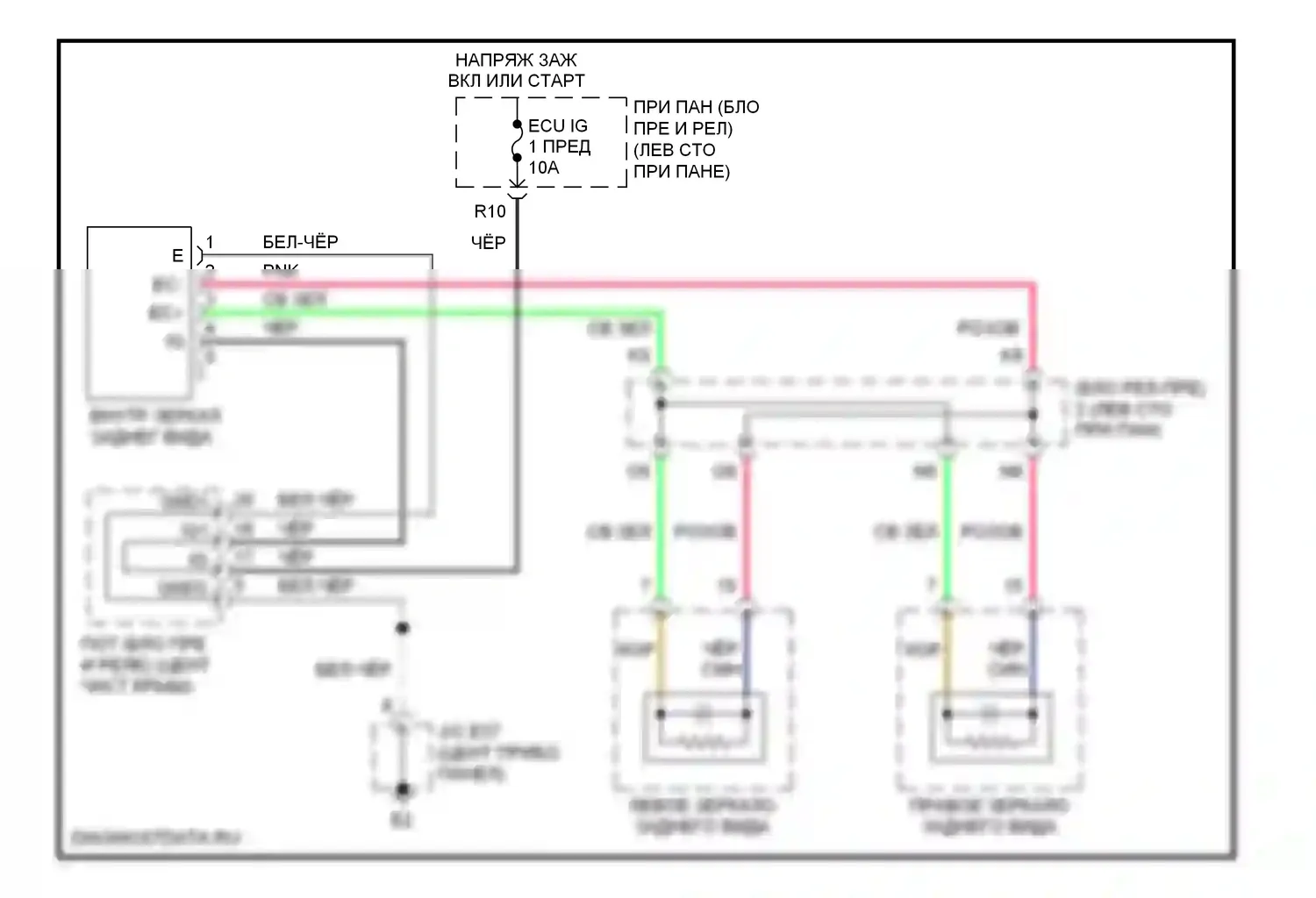ES Lexus XV40 (2006-2009): Электросхема электрохромного зеркала 