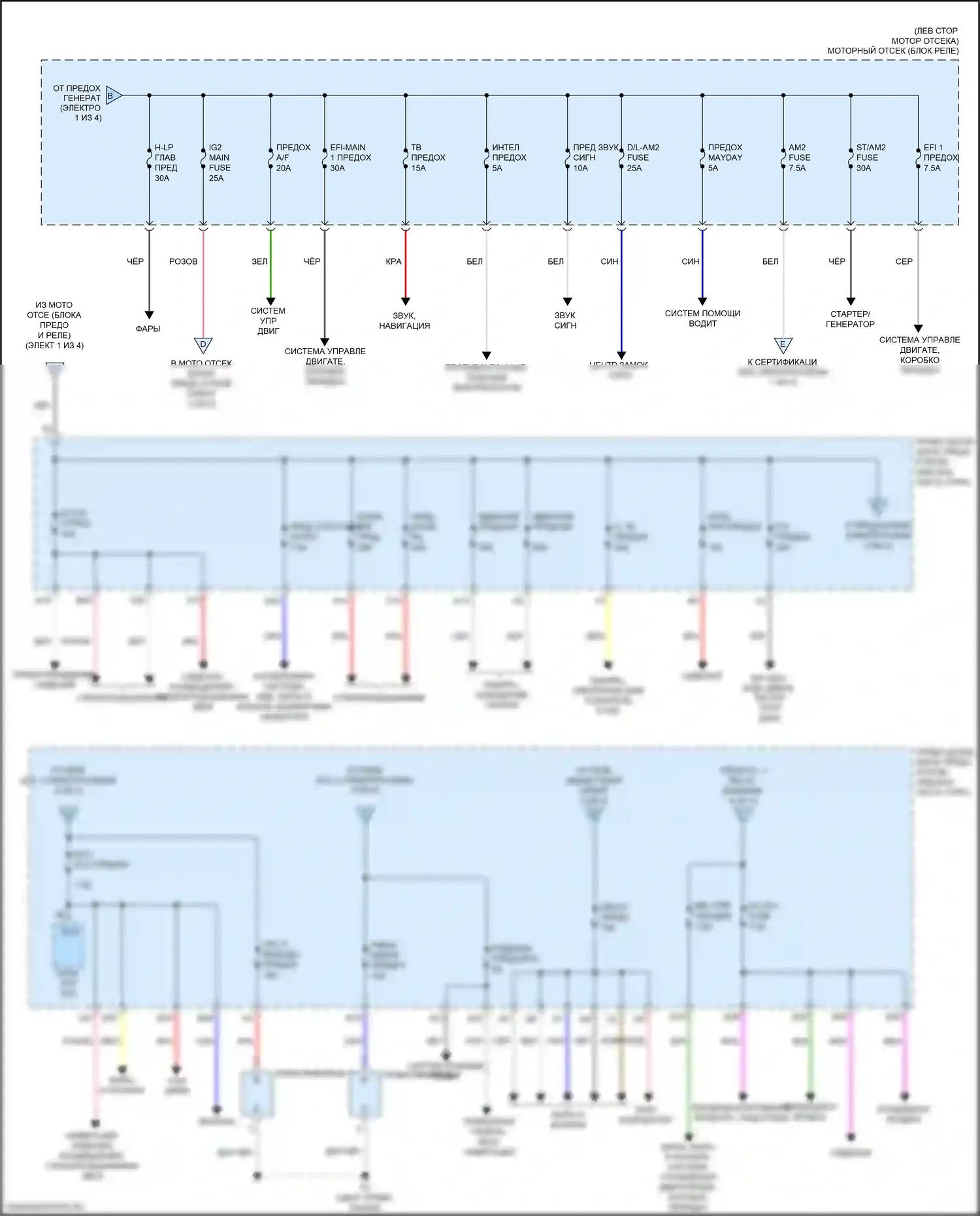 ES Lexus XV60 рестайлинг (2015-2018): Электросхема блока предохранителей реле (2 из 4) 